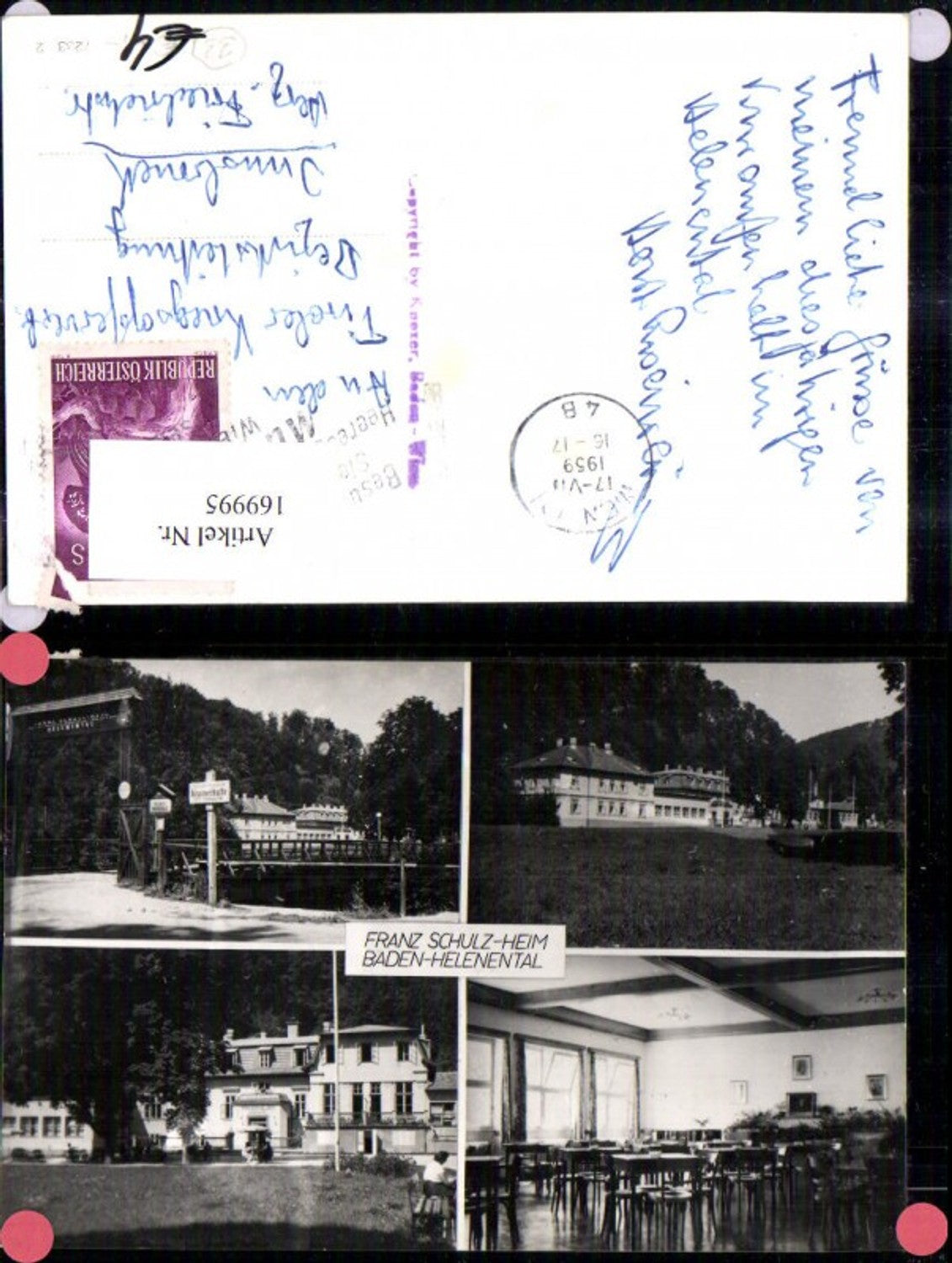 169995,Baden b. Wien Helenental Franz Schulz Heim Mehrbild Ak 1959