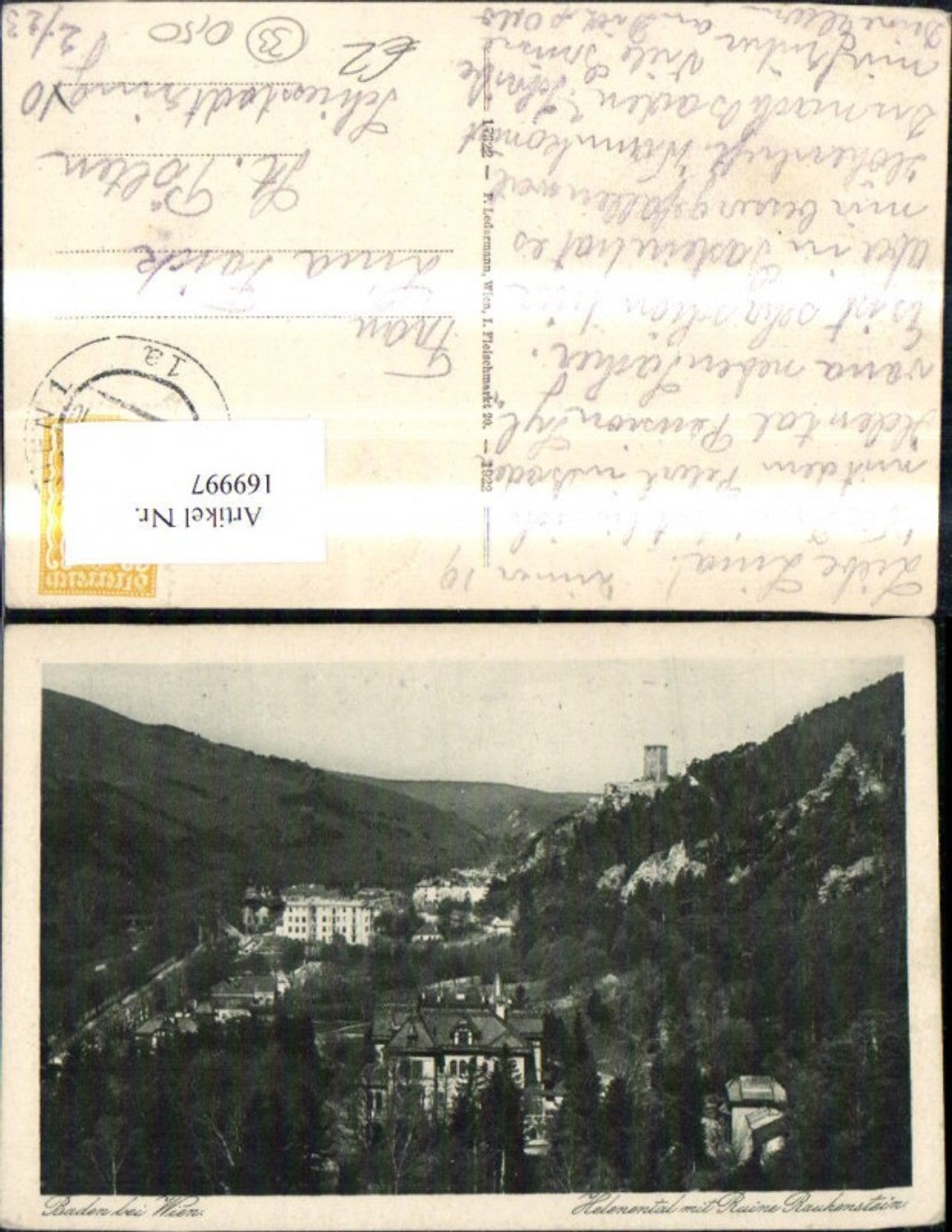 169997,Baden b. Wien Helenental m. Ruine Rauhenstein 1924