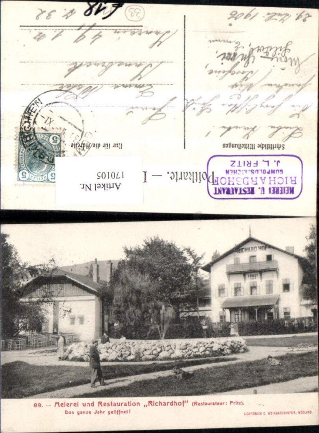 170105,Gumpoldskirchen Meierei u. Restauration Richardhof J. L. Fritz