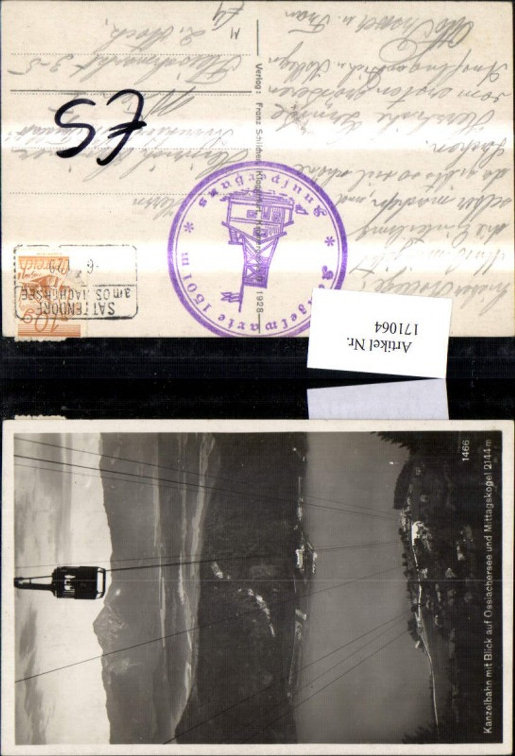 171064,Kanzelbahn m. Blick auf Ossiachersee u. Mittagskogel Seilbahn