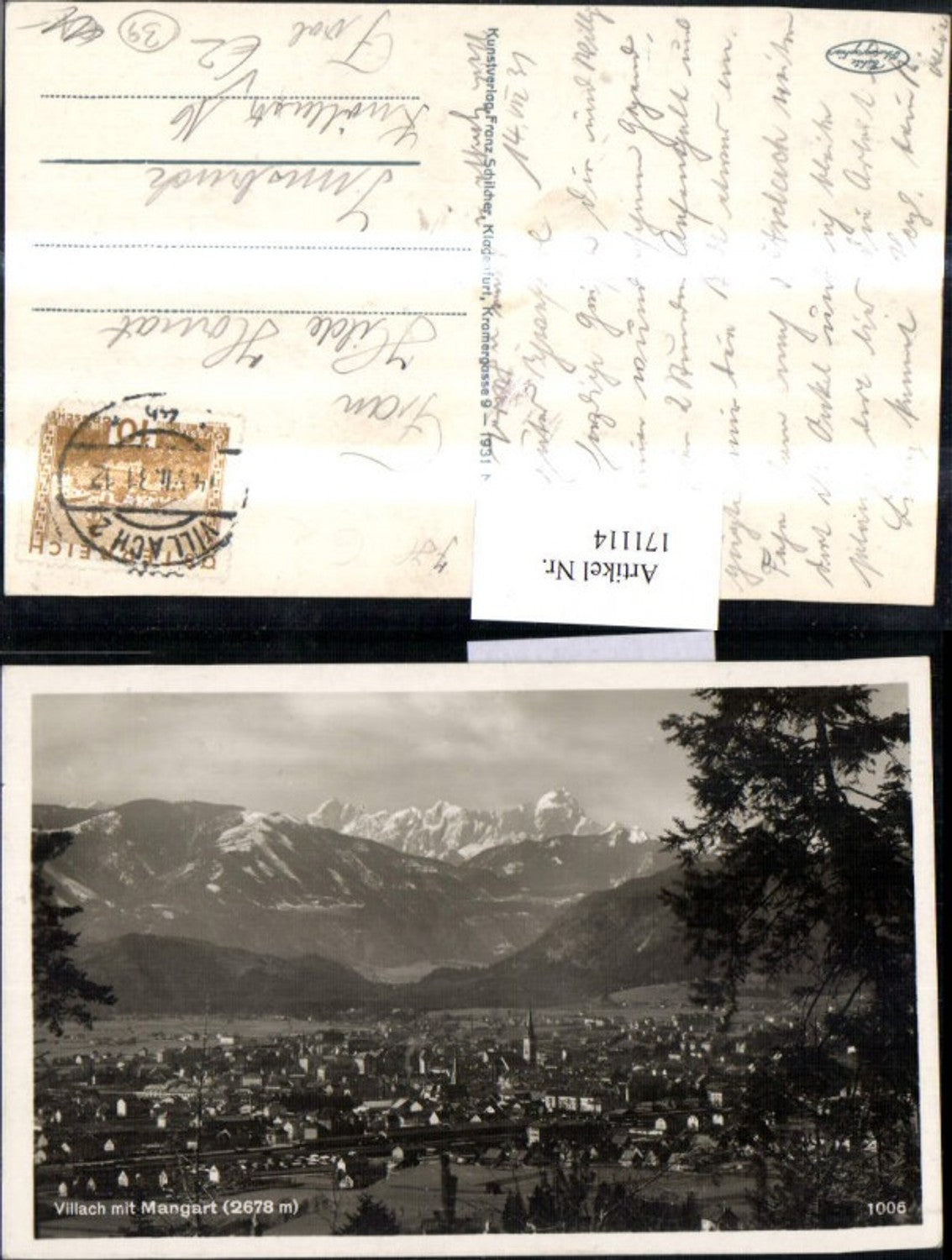 171114,Villach Totale m. Mangart pub Schilcher 1931