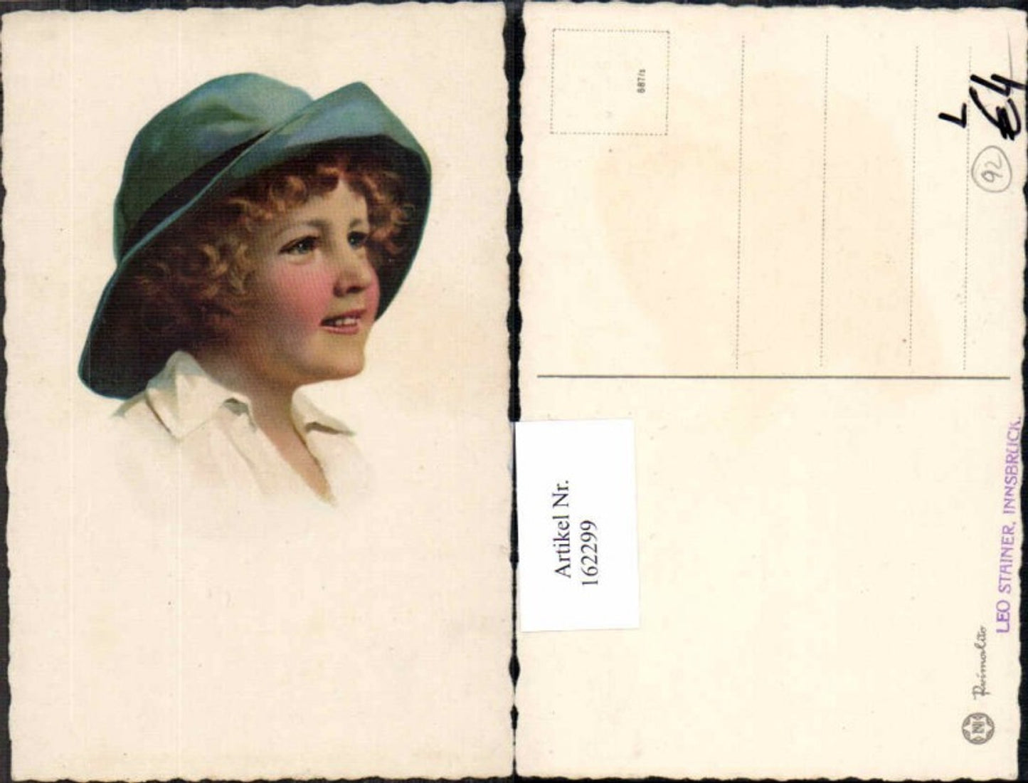 162299,Kinder Litho Mädchen mit Hut
