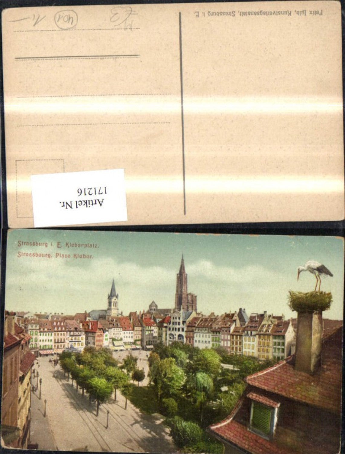 171216,Strassbourg Strassburg Place Kleber Kleberplatz Ansicht m. Storch Nest Storchennest