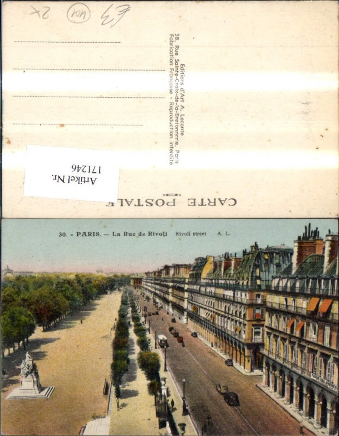 171246,Paris La Rue de Rivoli Rivoli street Strasse m. Strassenbahn Auto