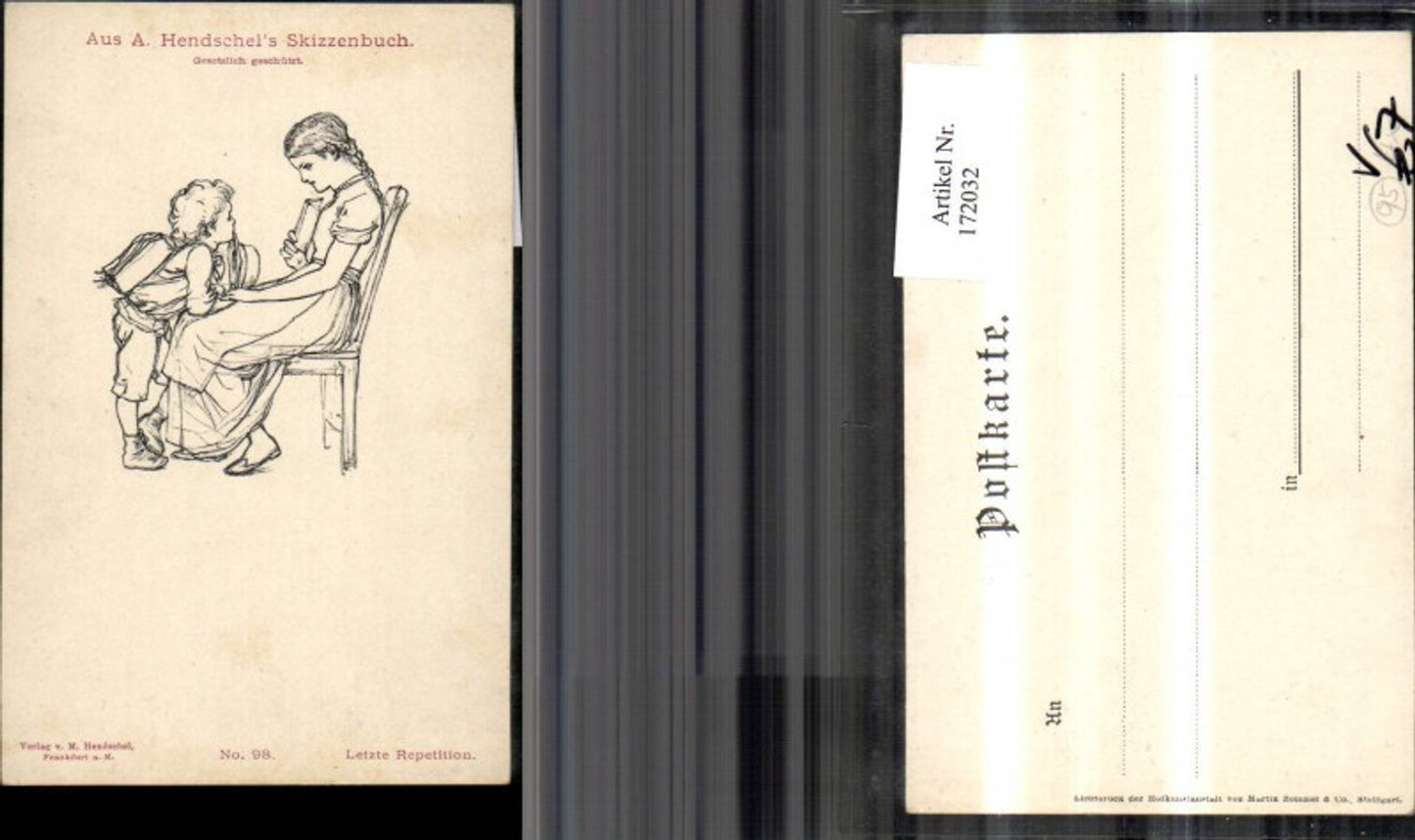 172032,Künstler Ak Letzte Repetition Frau mit Kind pub M. Hendschel 98