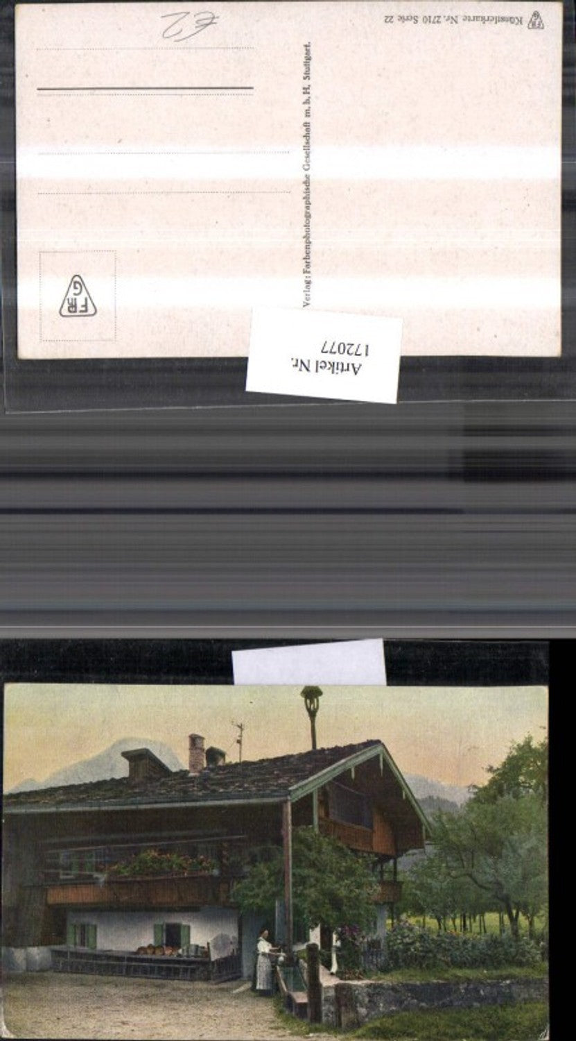 172077,Künstler Ak Haus Frau