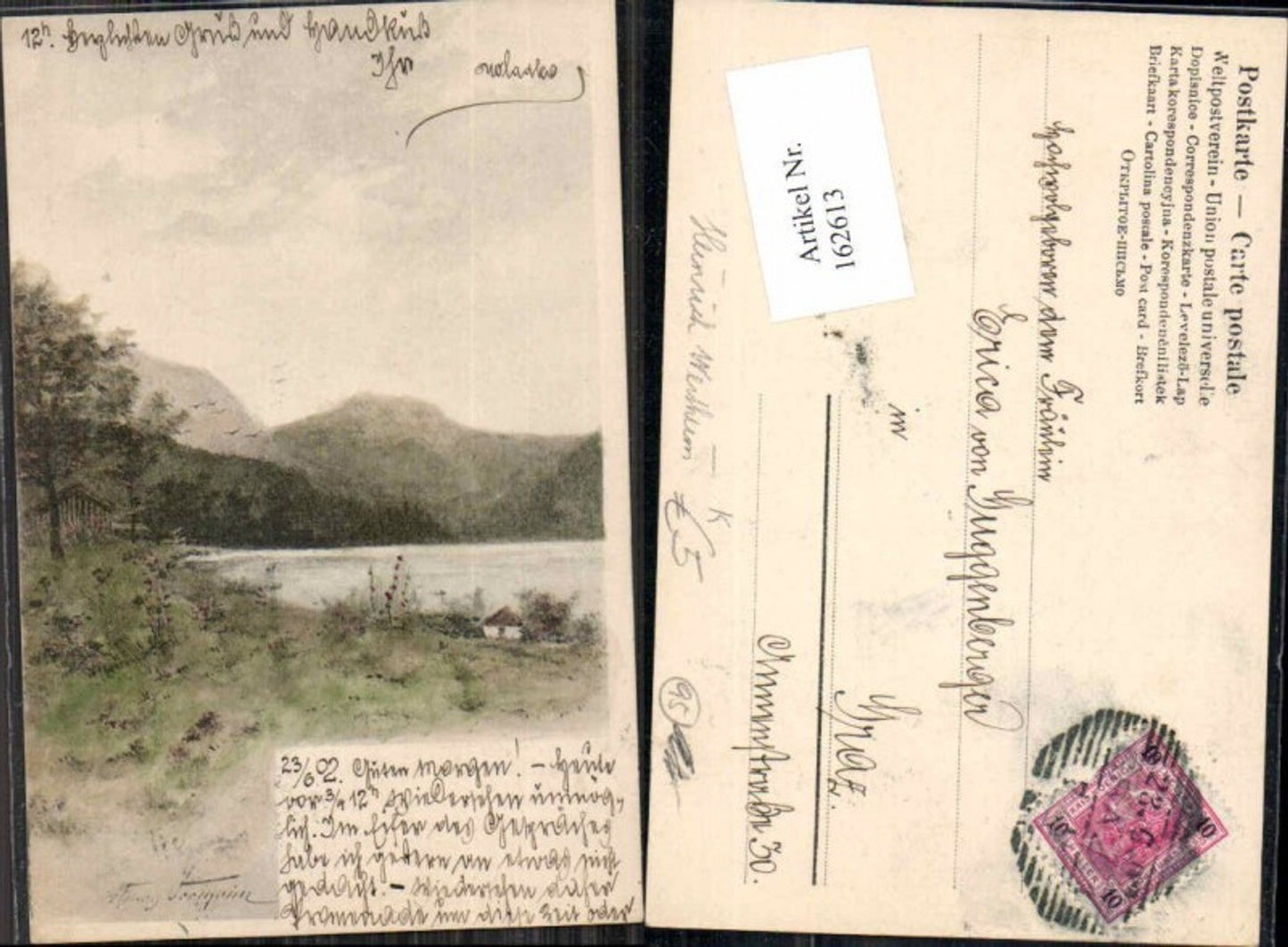 162613,Künstler AK Heinrich Wertheim See Landschaft