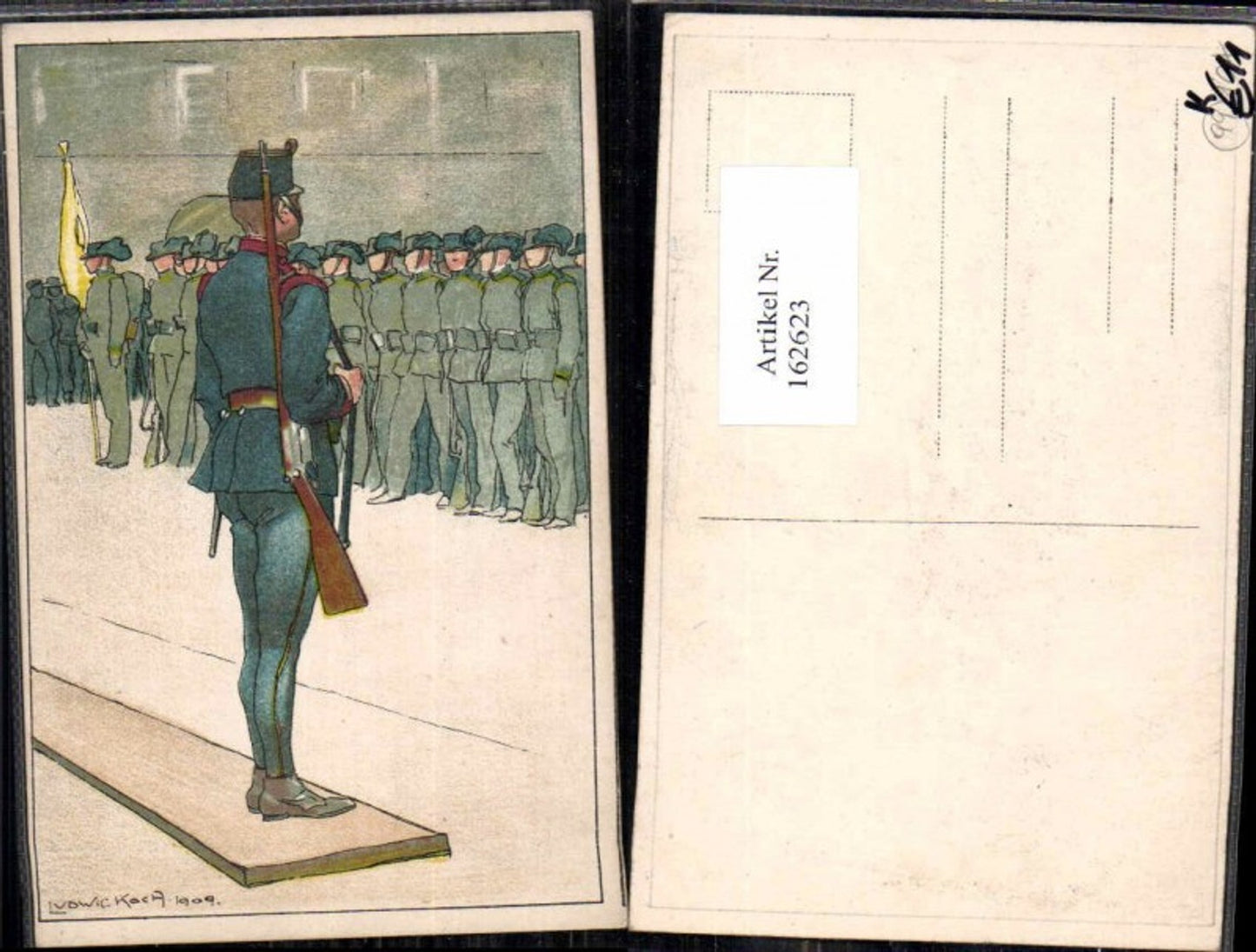 162623.Künstler AK Ludwig Koch Militär Soldaten 1909 Gewehr