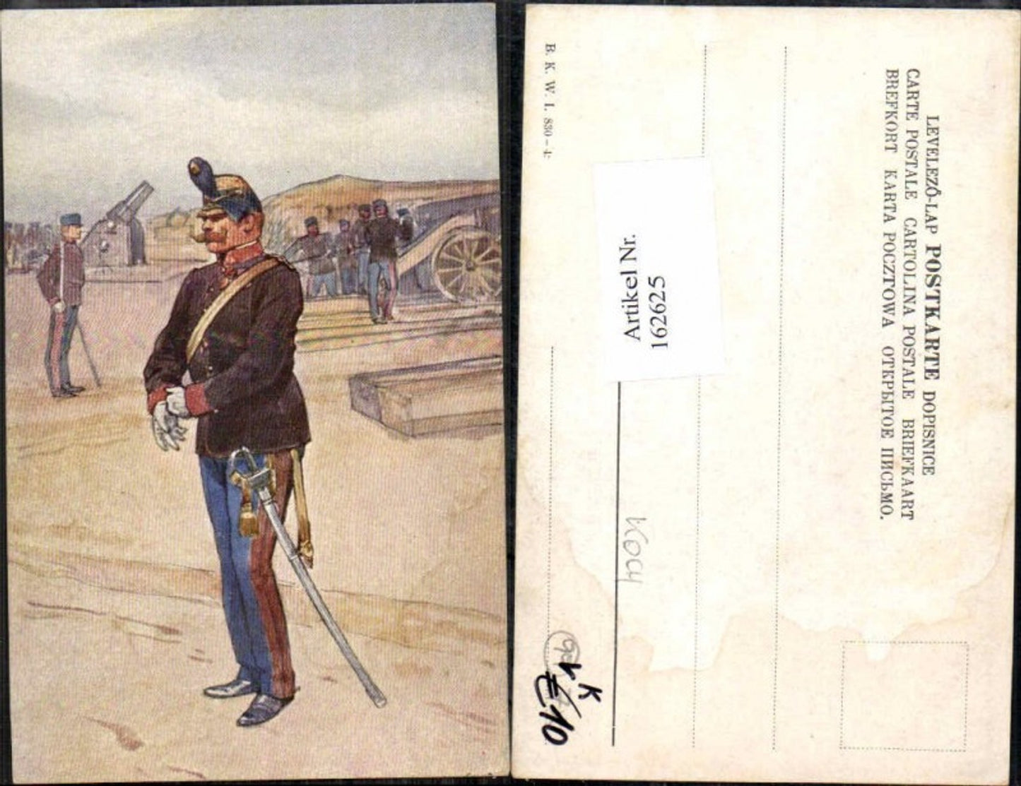 162625.Künstler AK Ludwig Koch Militär Soldaten Offizier Artillerie Kanonen B.K.W.I 830-4