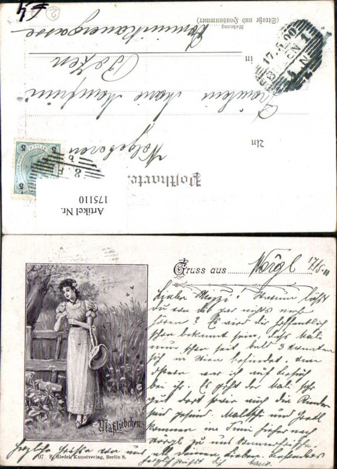 175110,Künstler Ak Mailiebchen Frau m. Hut Feld