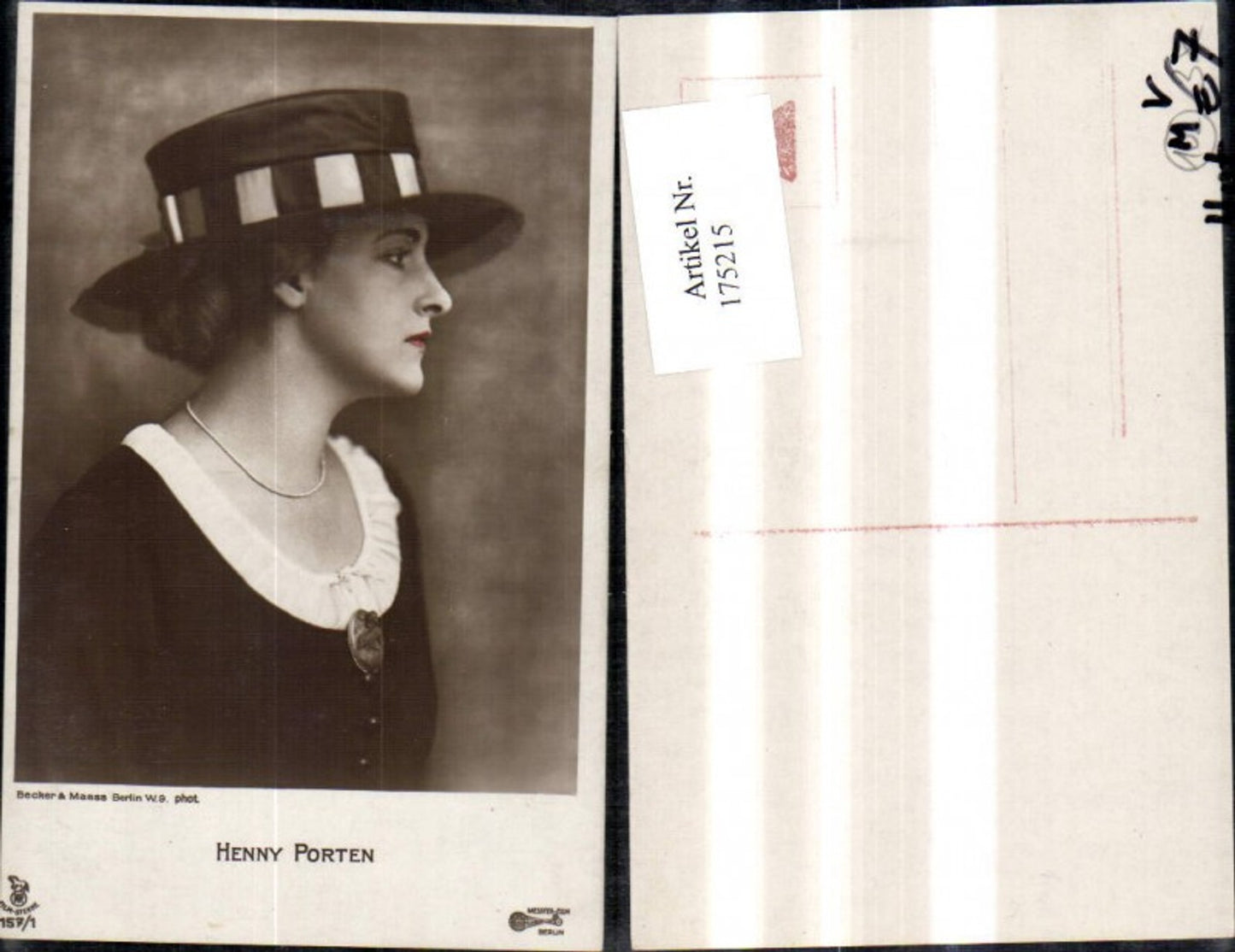 175215,Henny Porten m. Hut pub Filmsterne 157/1
