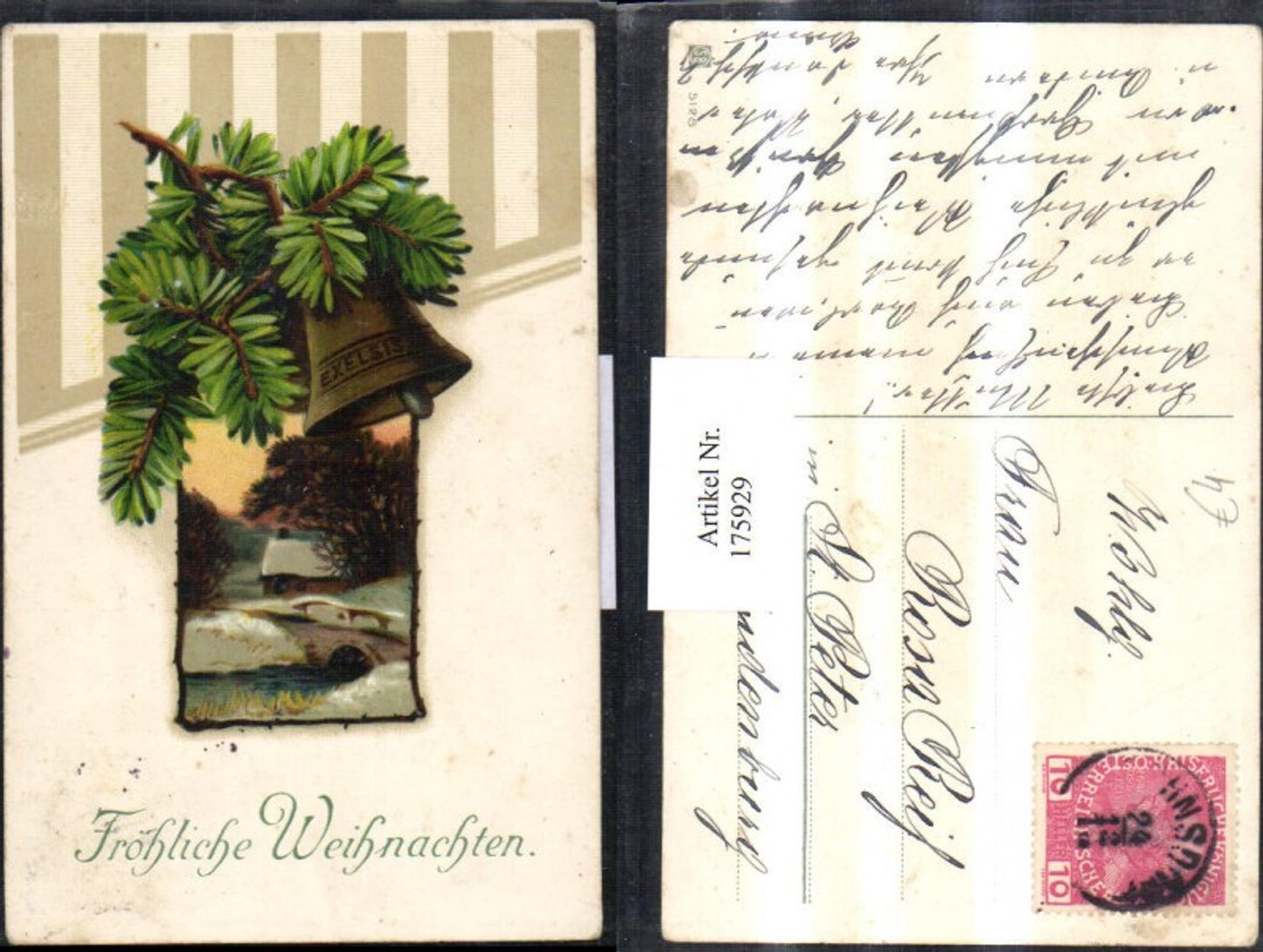 175929, Christmas, fir branch, bell, winter landscape