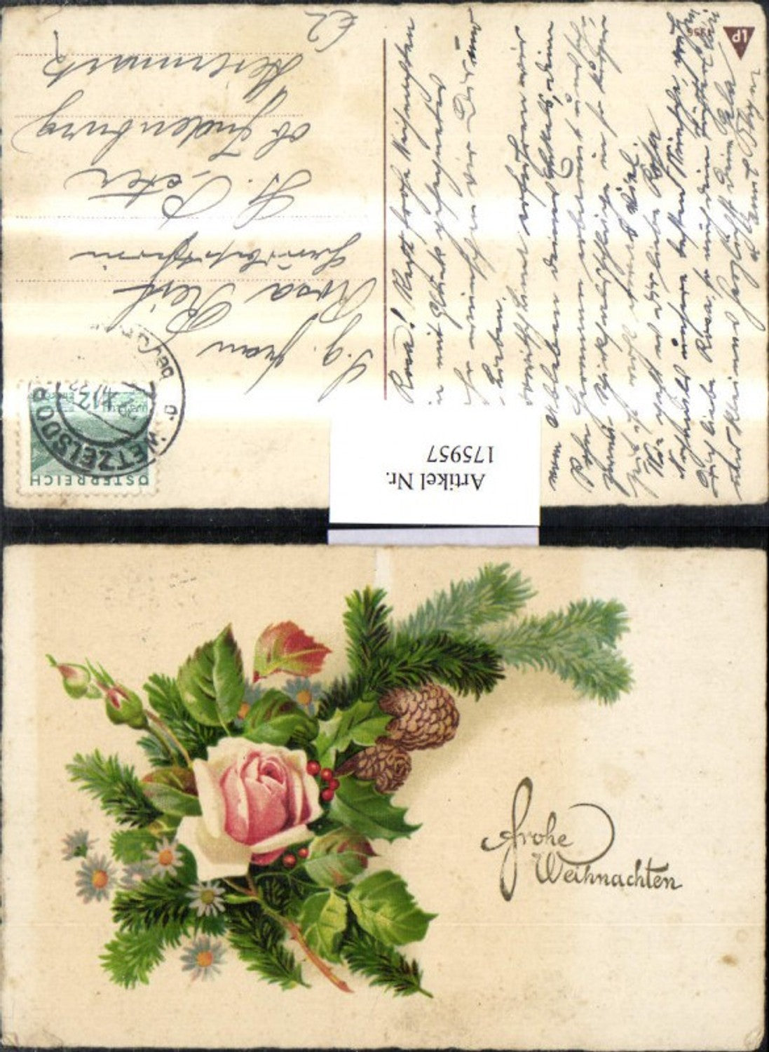 175957, Christmas fir branch flowers pine cone rose