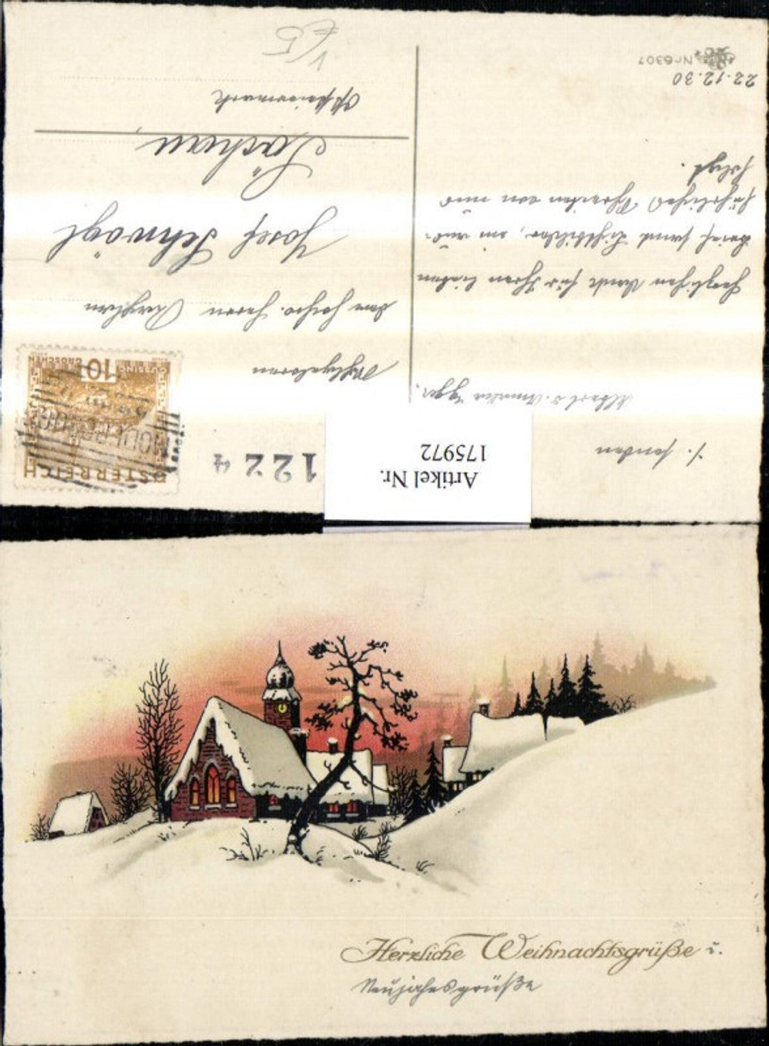 175972, Christmas Winter Landscape House Church Pub Erika 6307