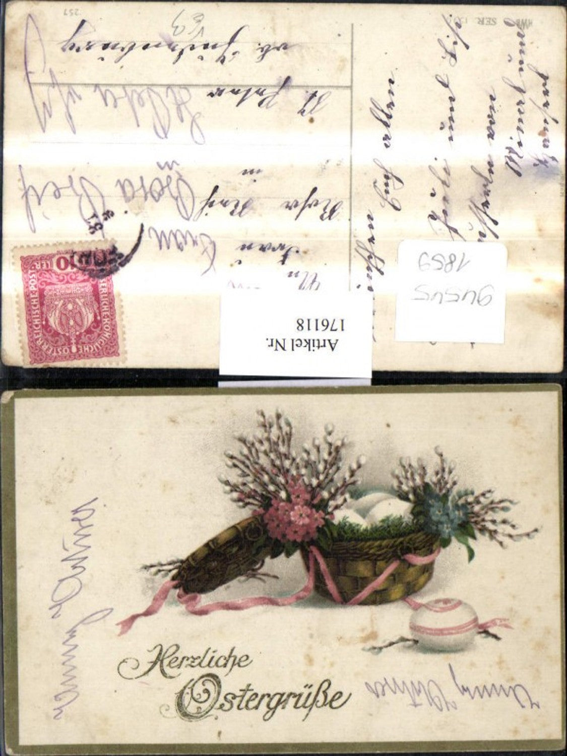 176118,Ostern Korb Eier Palmzweigen Schleife pub HWB 1990