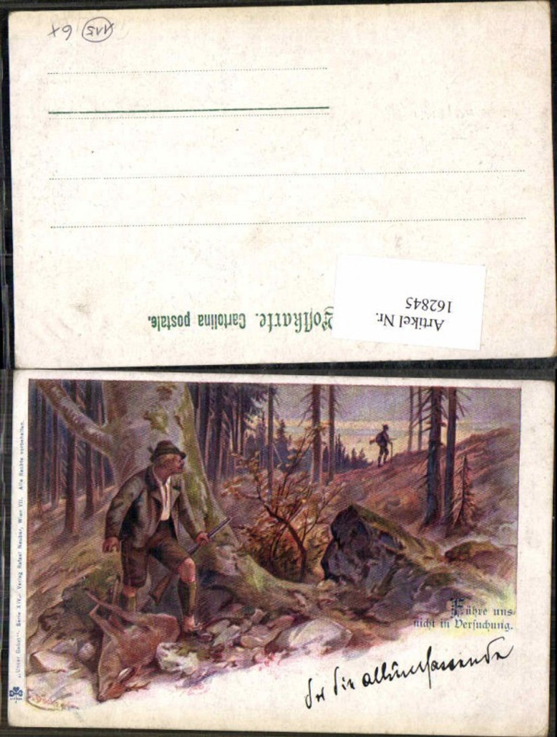 162845,Künstler AK E. Döcker jun. Unser Gebet Ser 14 Jagd Jäger