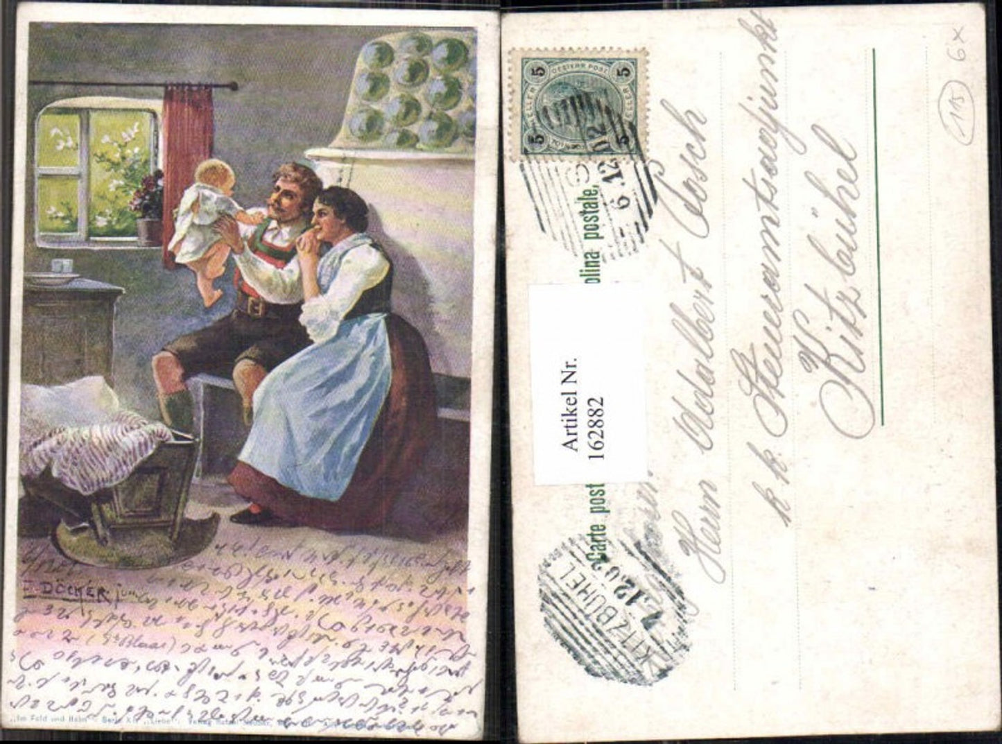 162882,Künstler AK E. Döcker jun. Ser 11 Im Feld u. Heim baby Litho