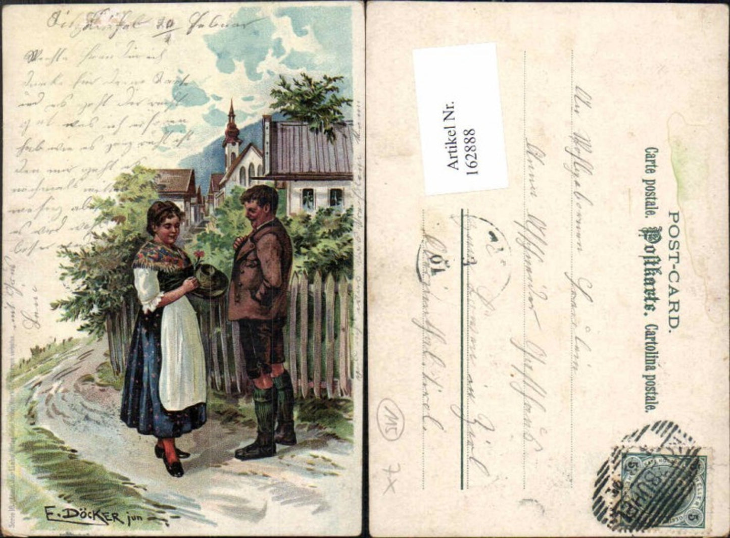 162888,Künstler AK E. Döcker jun. Ser 16 Lied d. Liebe Litho