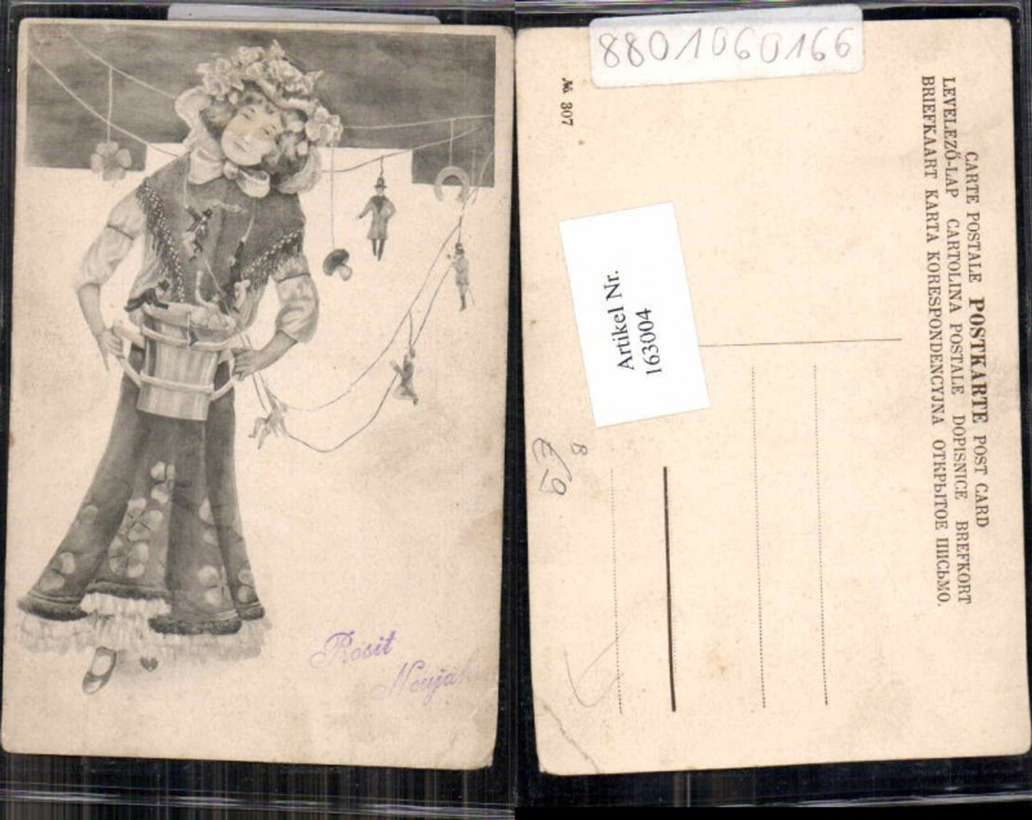 163004,Künstler AK Art Nouveau Jugendstil Frau Neujahr