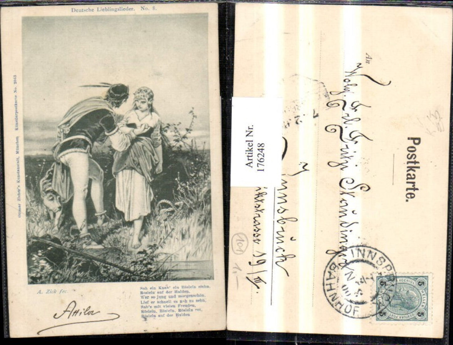 176248,Künstler AK sign. A. Zick fec. Gedicht Mann m. Frau pub Ottmar Zieher