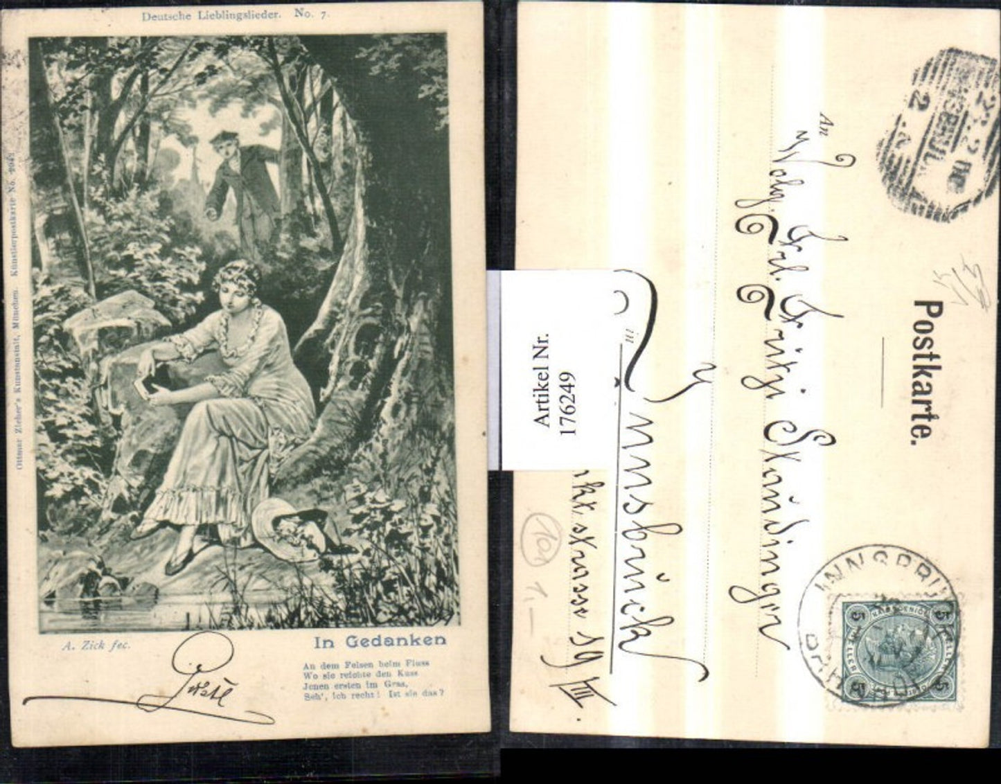 176249,Künstler AK sign. A. Zick fec. Gedicht Frau m. Buch pub Ottmar Zieher