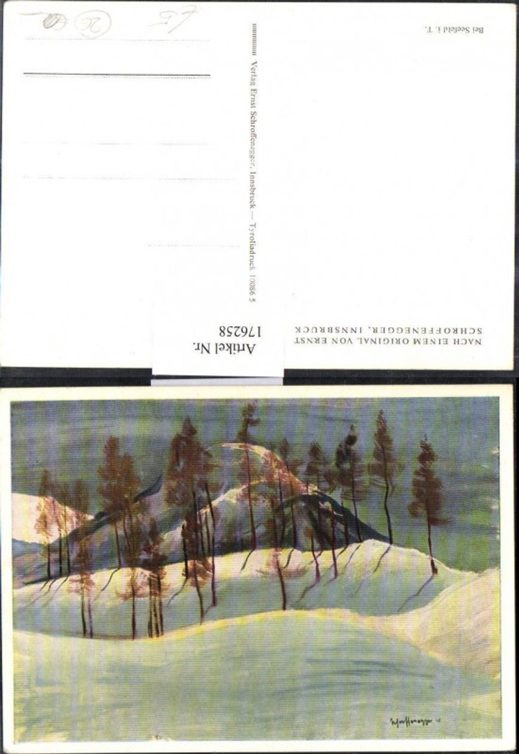 176258,Künstler AK sign. Schroffenegger Winterlandschaft b. Seefeld i. Tirol