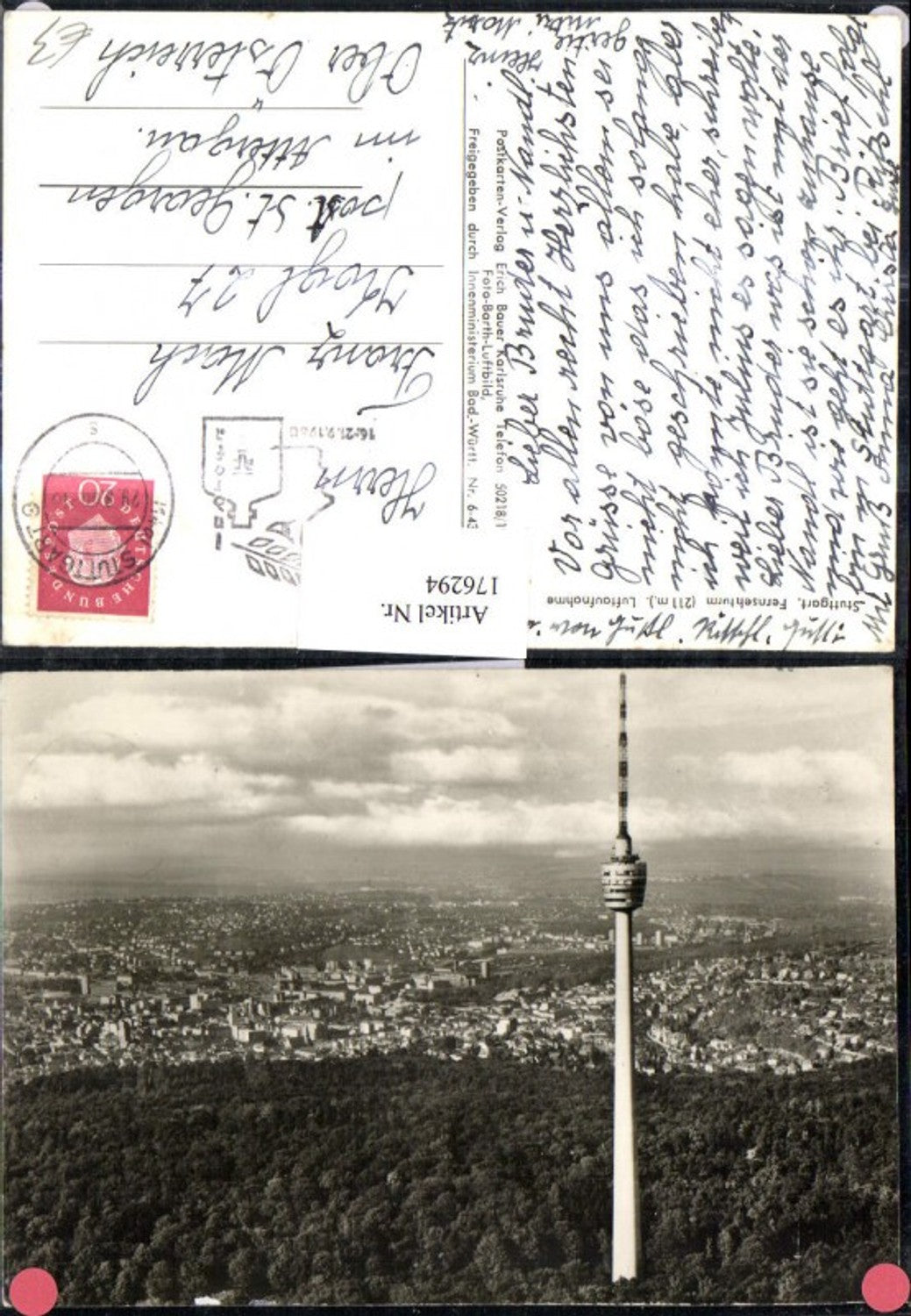 176294,Stuttgart Totale Fernsehturm Fliegeraufnahme