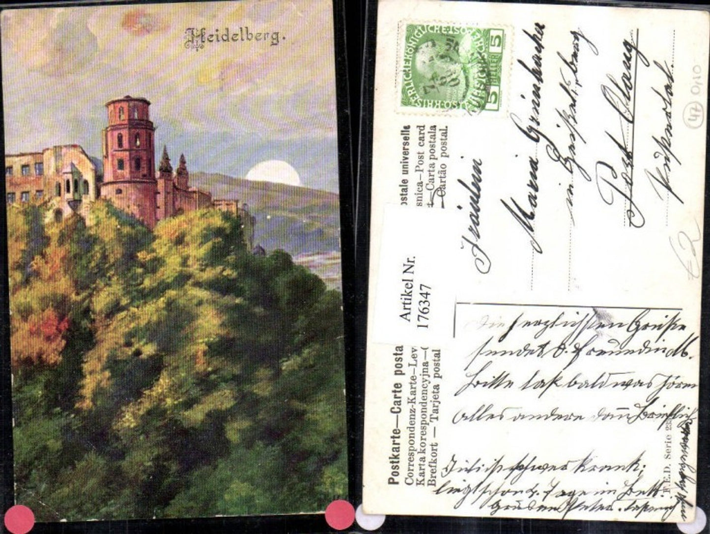 176347,Künstler AK Heidelberg Burg