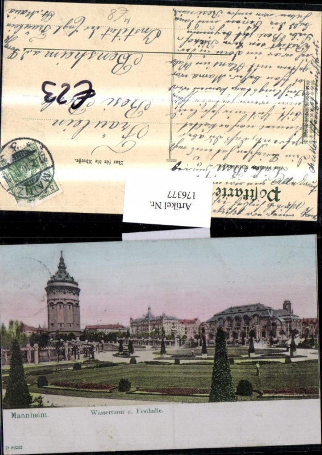 176377,Mannheim Wasserturm u. Festhalle Ortsansicht