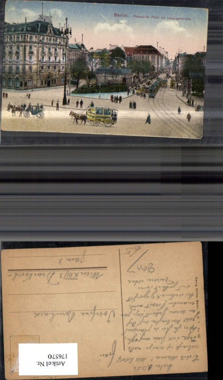176570,Berlin Potsdamer Platz m. Leipzigerstraße Strassenbahn Kutsche 1922