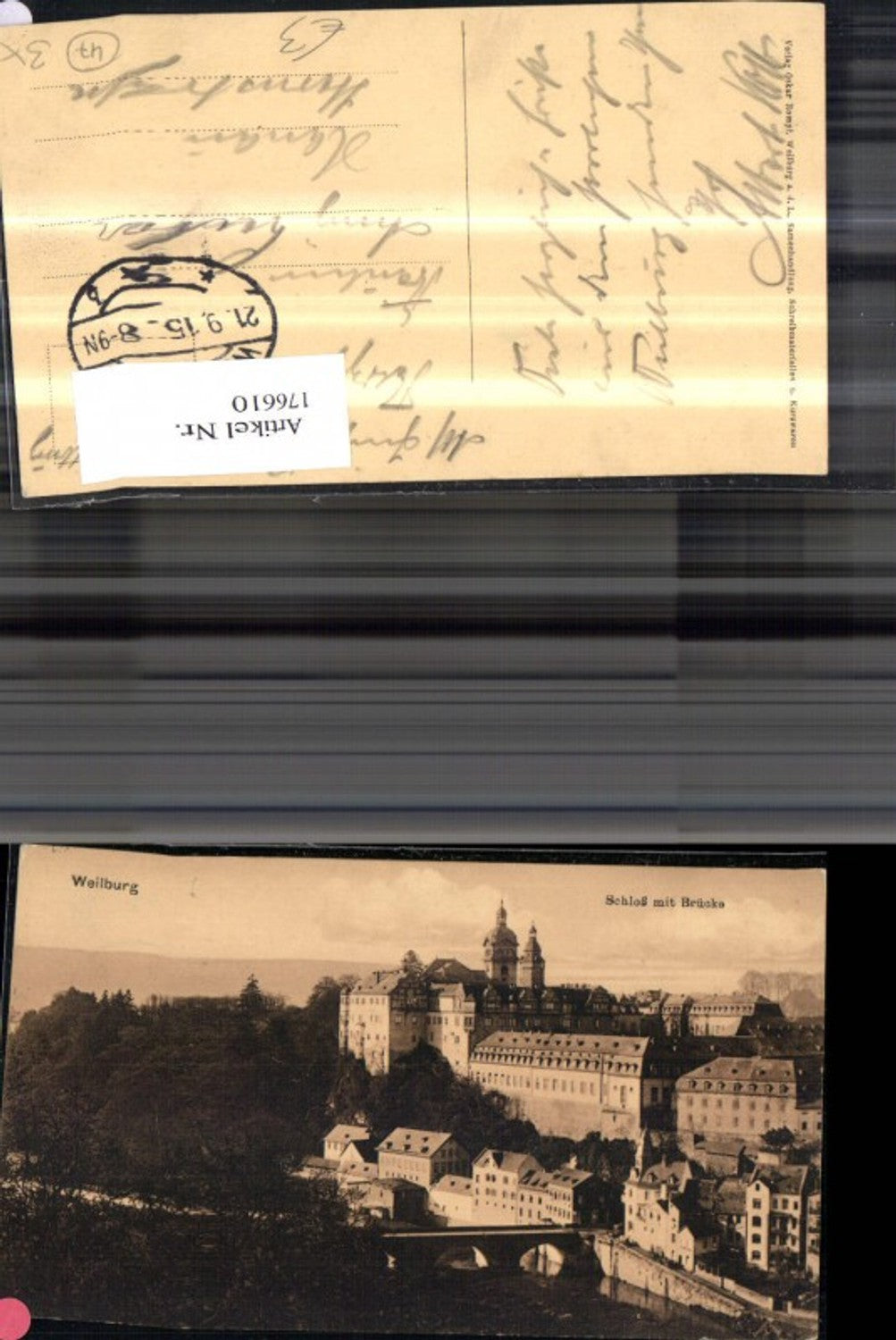 176610,Weilburg Schloß m. Brücke 1915