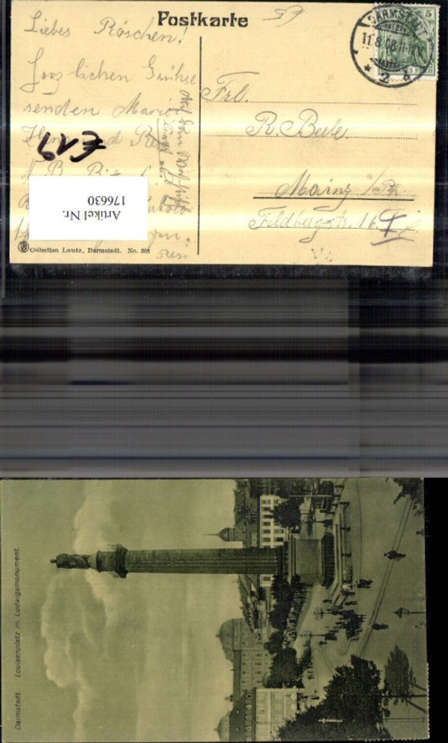 176630,Darmstadt Louisenplatz m. Ludwigsmonument Denkmal Säule