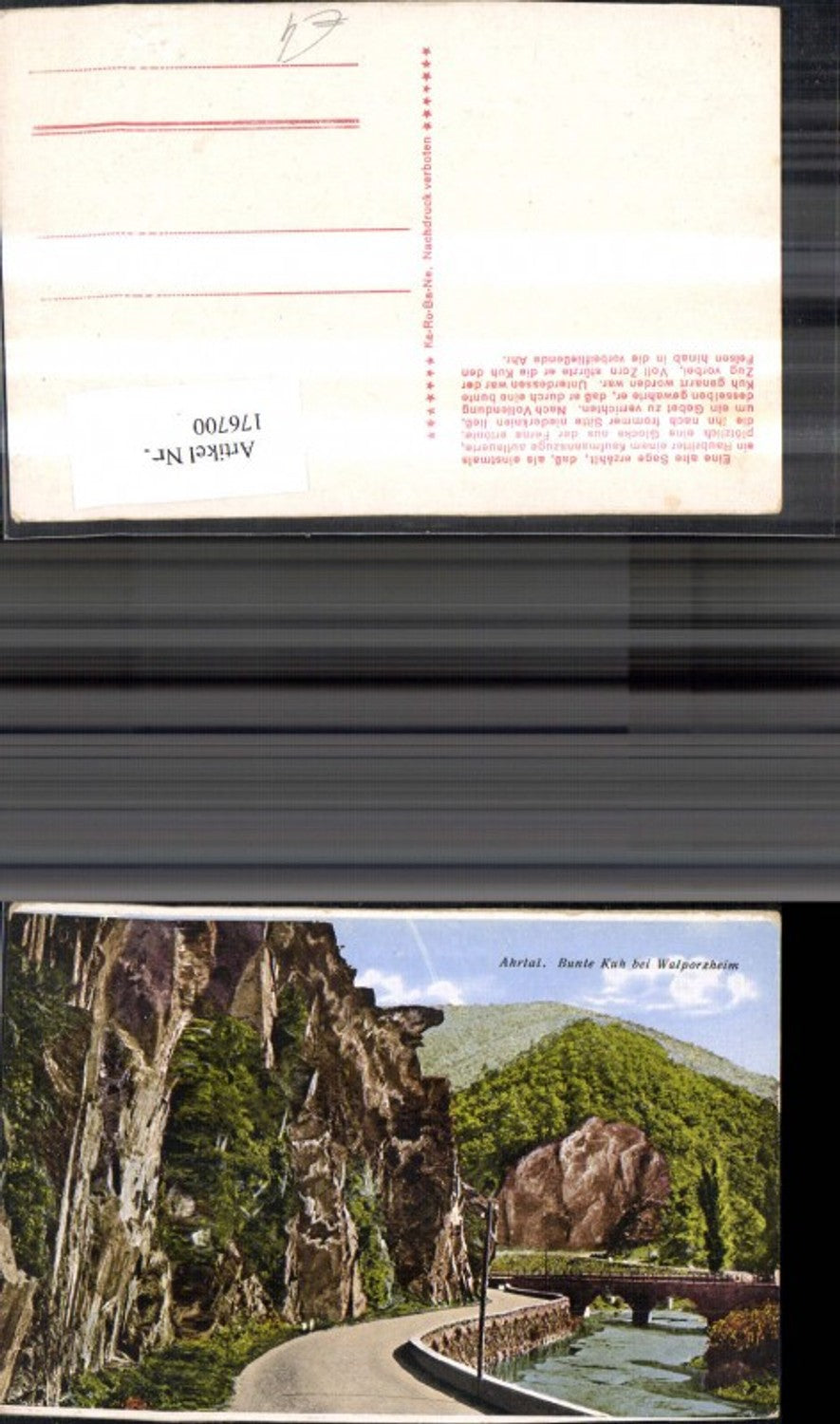 176700,Ahrtal Bunte Kuh b. Walporzheim Strassenansicht m. Brücke