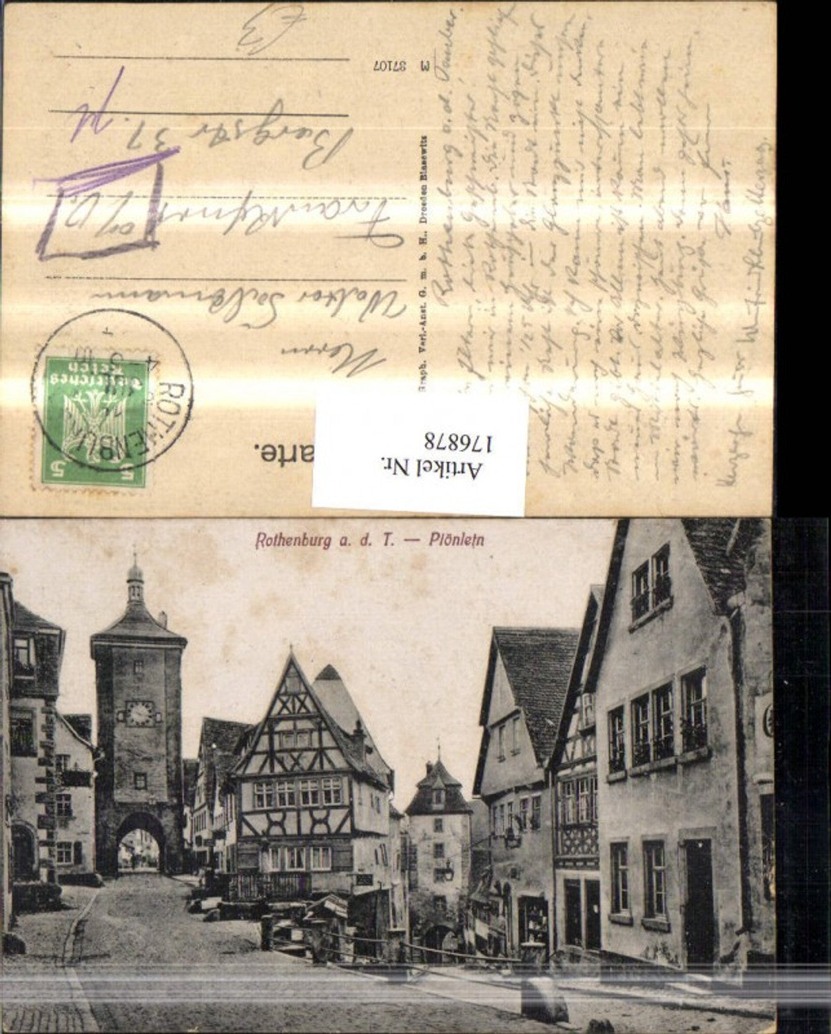 176878,Rothenburg a. d. T. Plönletn Ortsansicht Turm