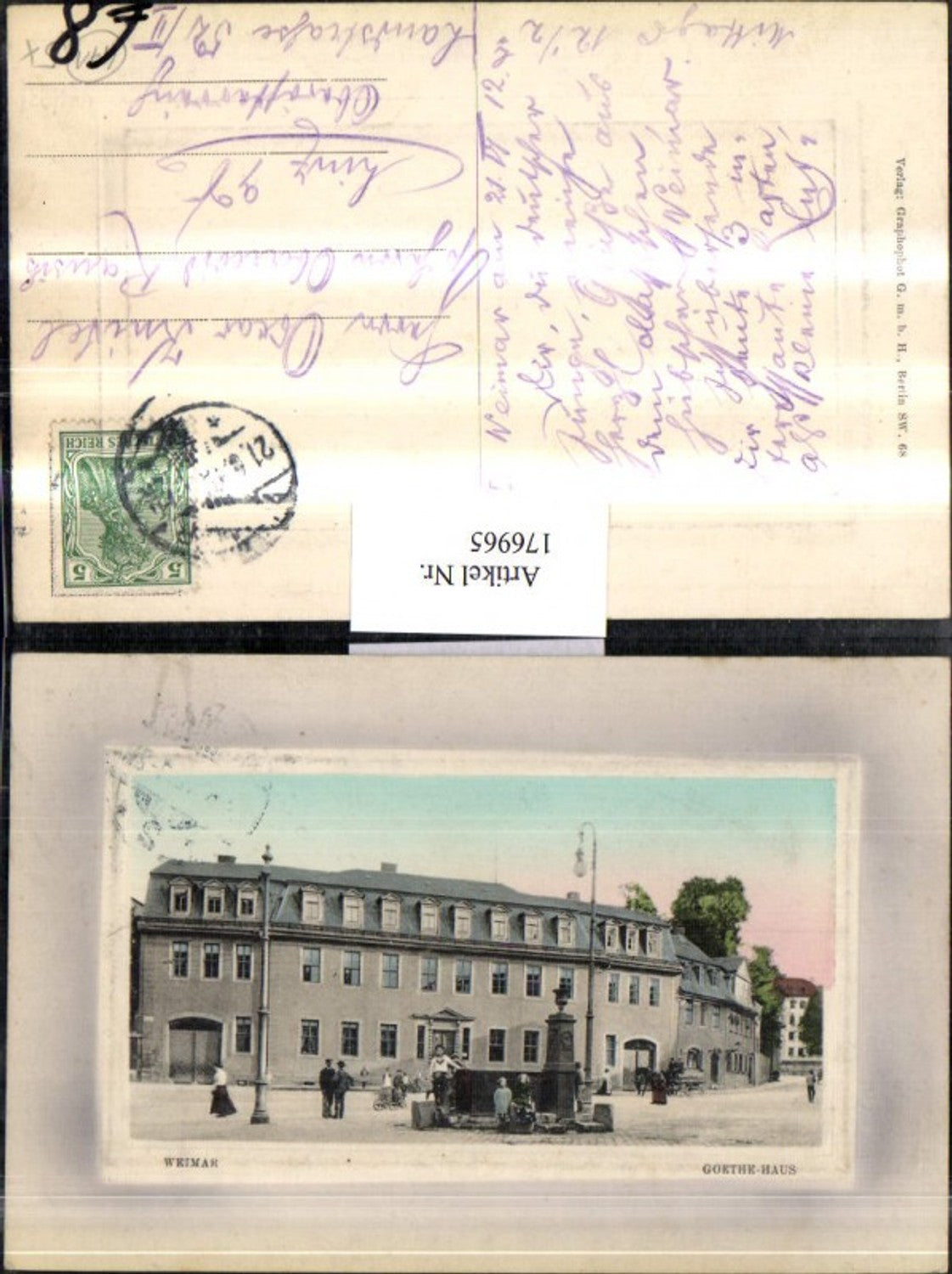176965,Präge AK Weimar Goethe-Haus