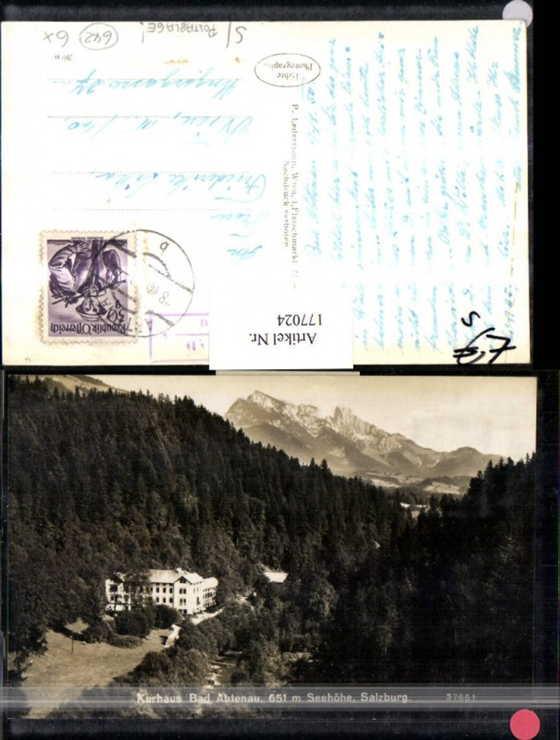 177024, Kurhaus Bad Abtenau Post Office Post Office Abtenau Stamp