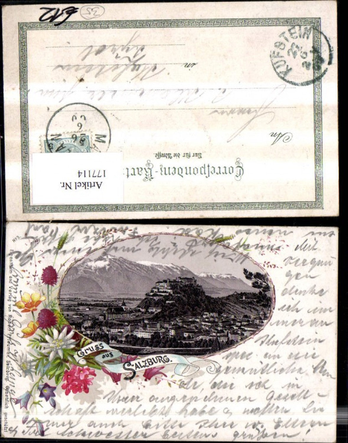 177114,Salzburg Litho Totale m. Blumenranke