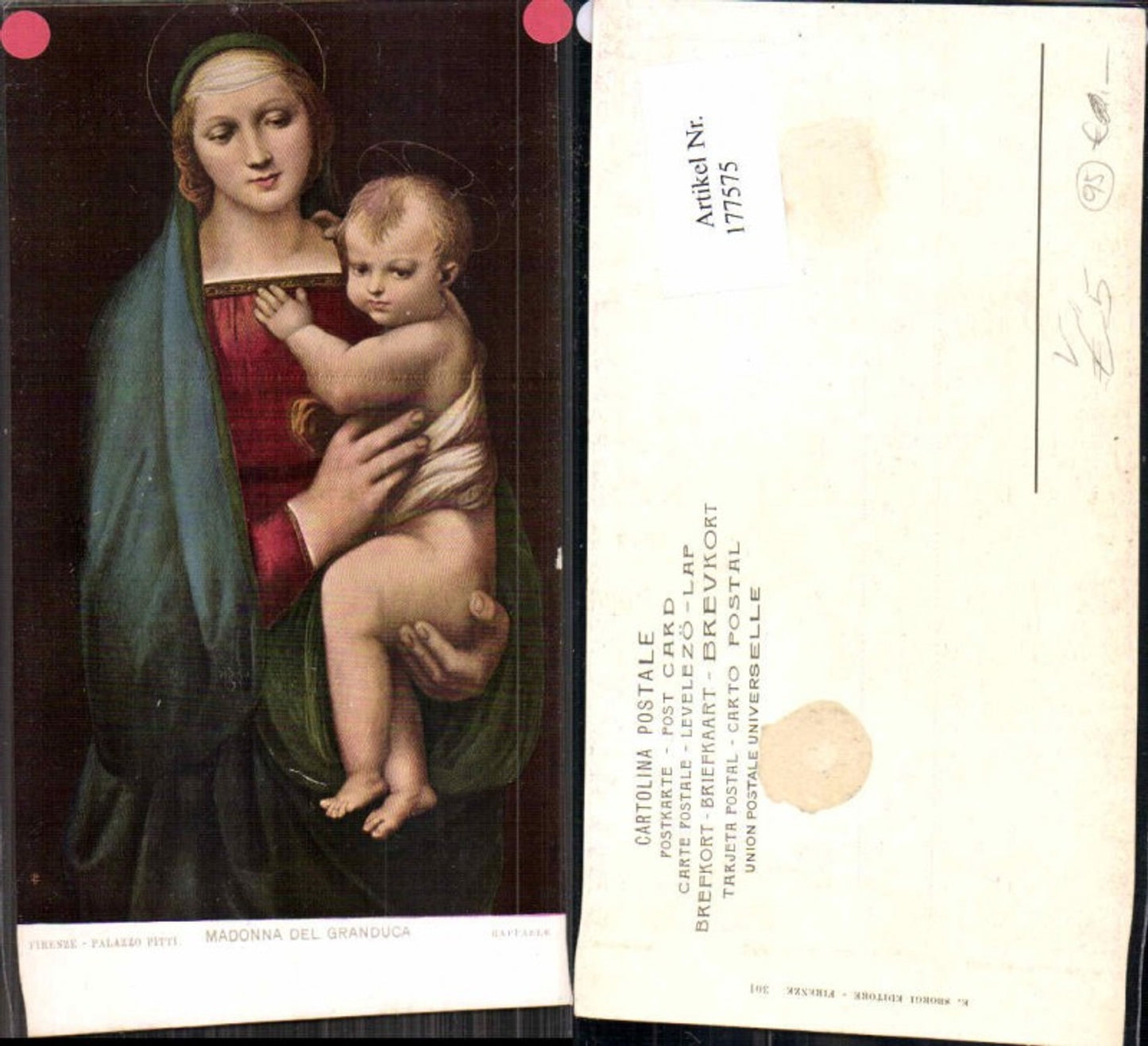 177575,Künstler AK Stengel & Co. Sborgi 301 Madonna del Granduca