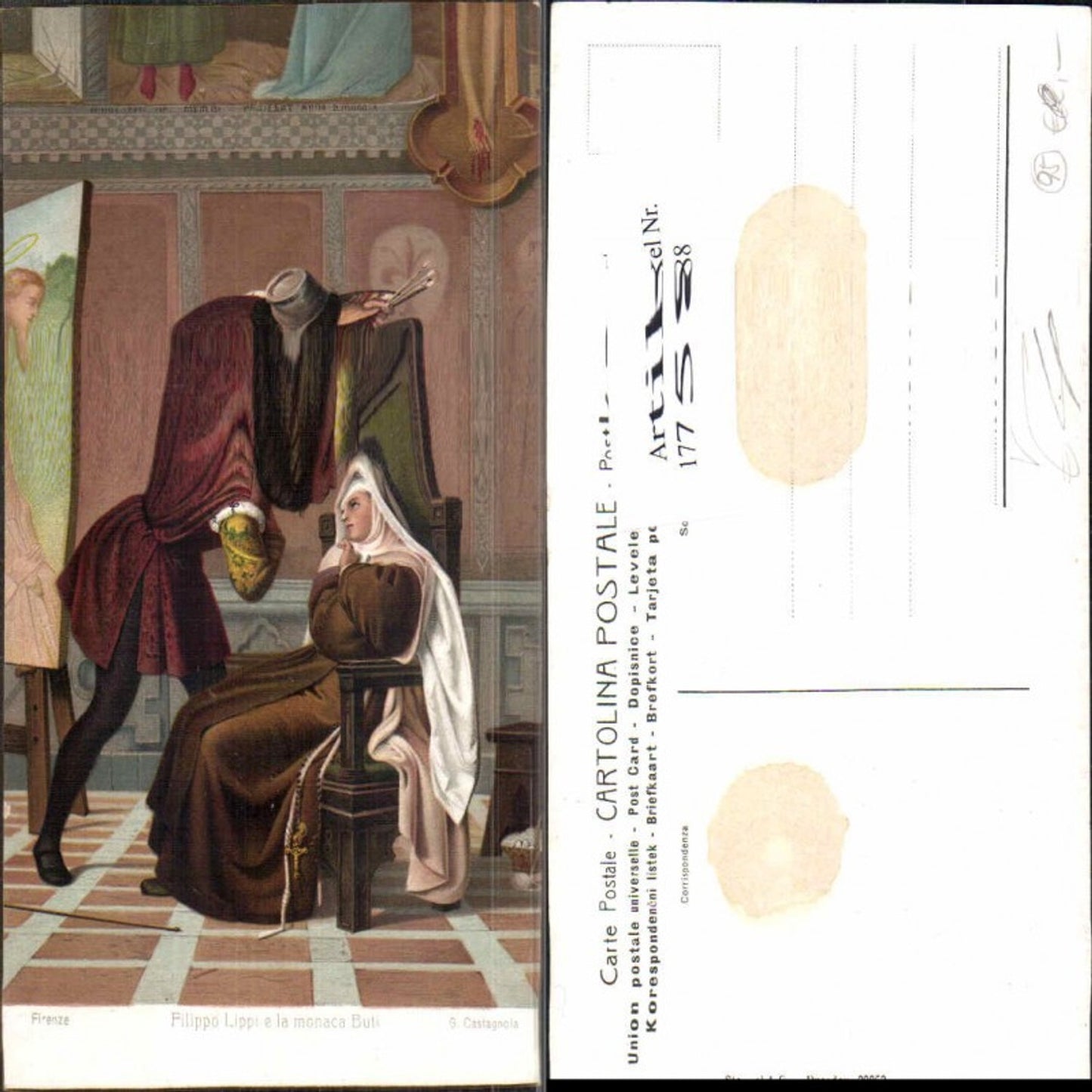 177588,Künstler AK Stengel & Co. Filippo Lippi Monaca Buti Maler malt