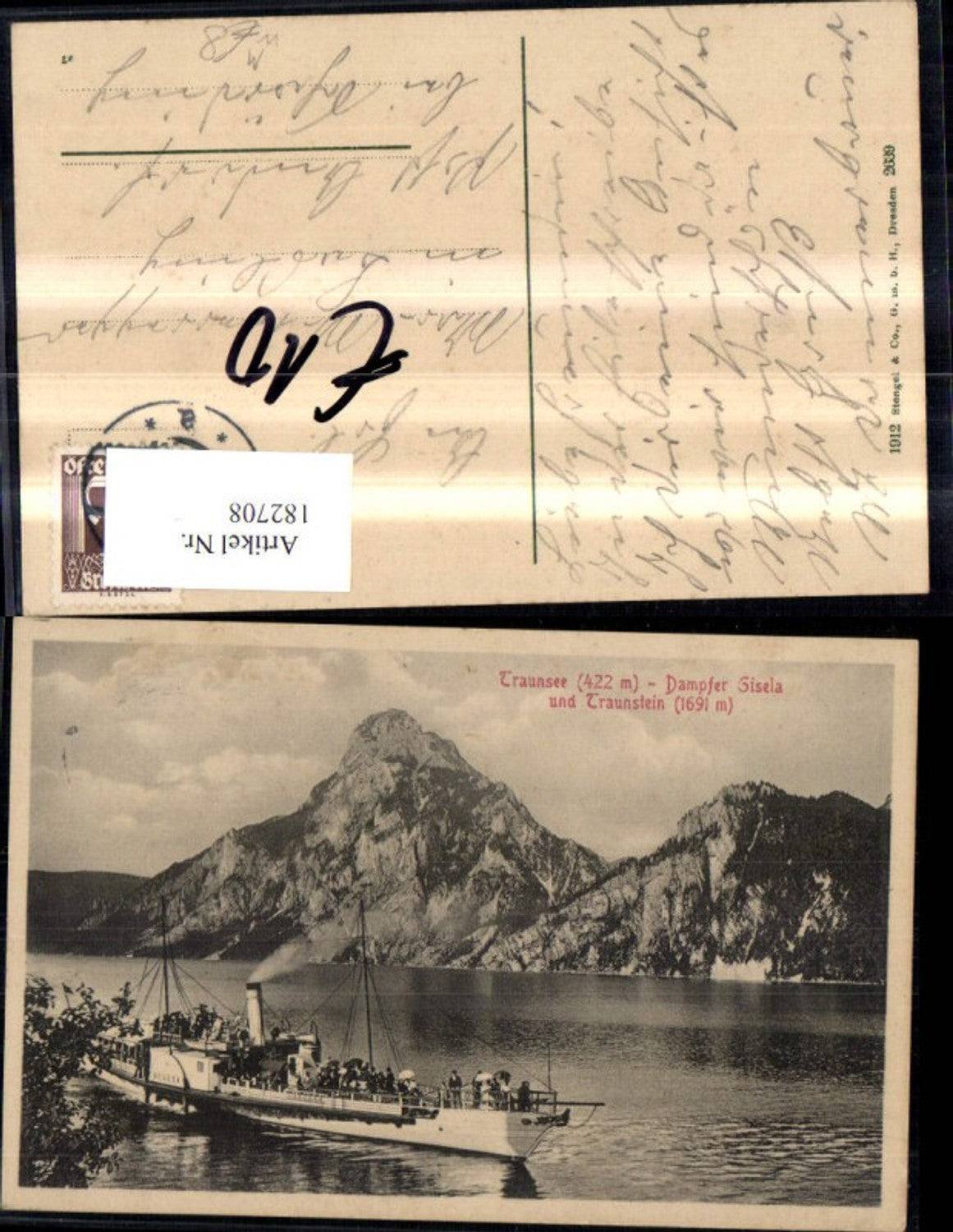 182708,Traunsee Dampfer Gisela u. Traunstein Gmunden Ebensee Schiff