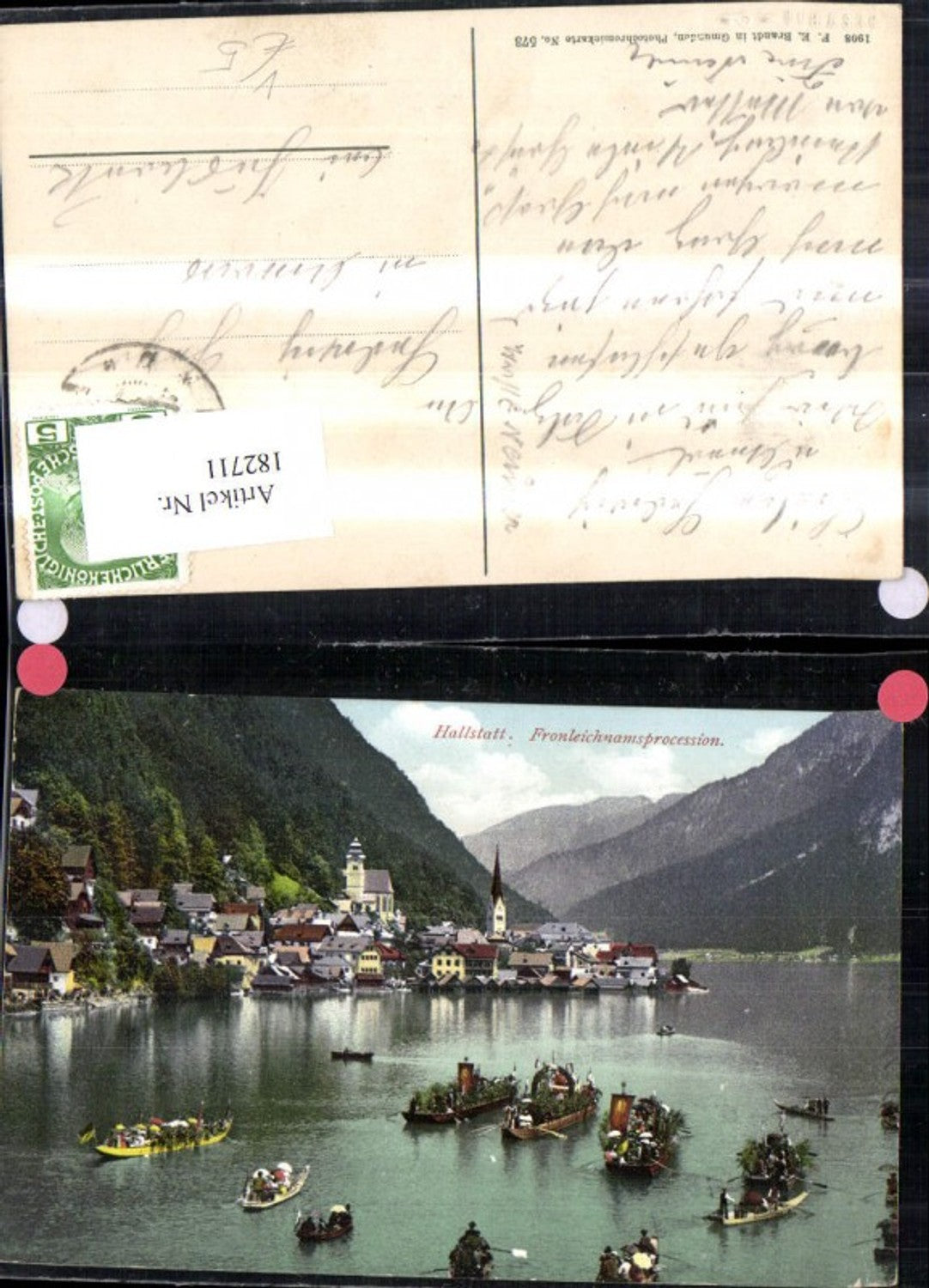 182711,Hallstatt Fronleichnamsprozession Boote pub F. E. Brandt 573