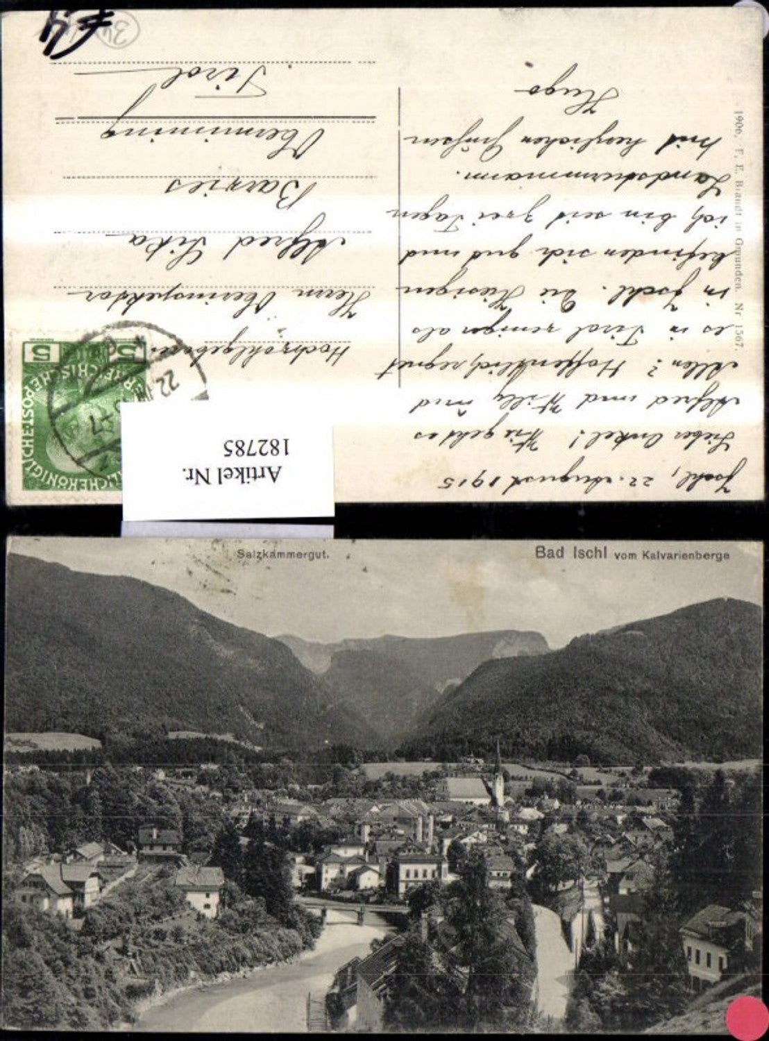 182785,Bad Ischl v. Kalvarienberge Salzkammergut pub F. E. Brandt 1567