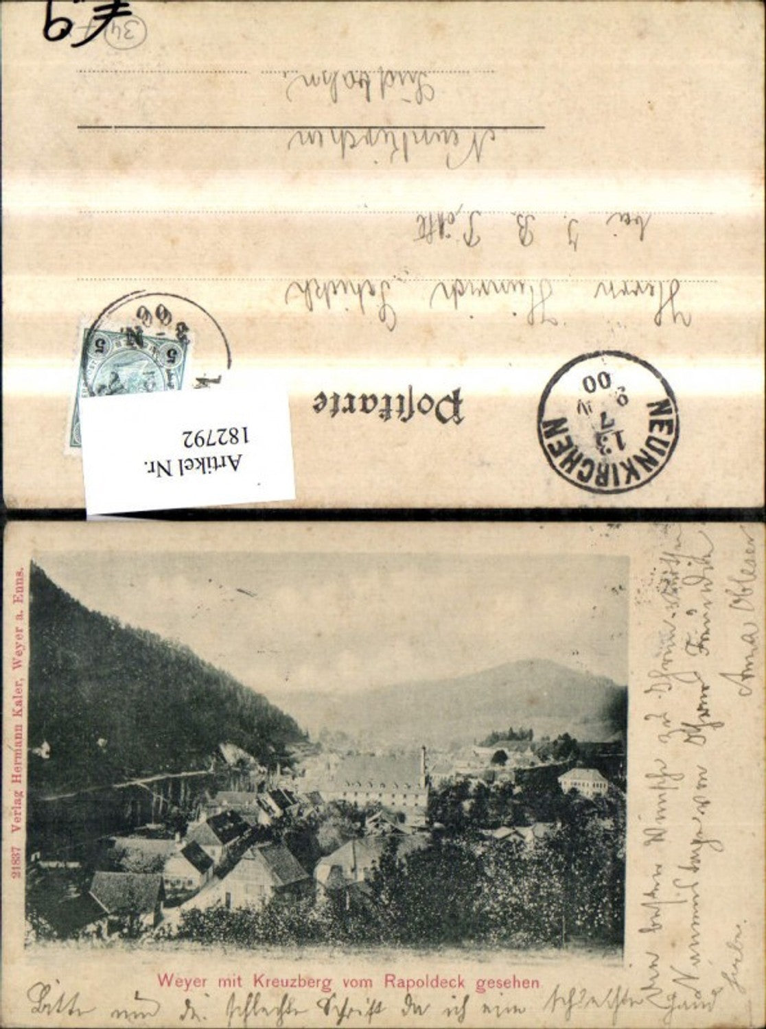 182792,Weyer m. Kreuzberg v. Rapoldeck gesehen Rosenau am Hengstpaß Gaflenz