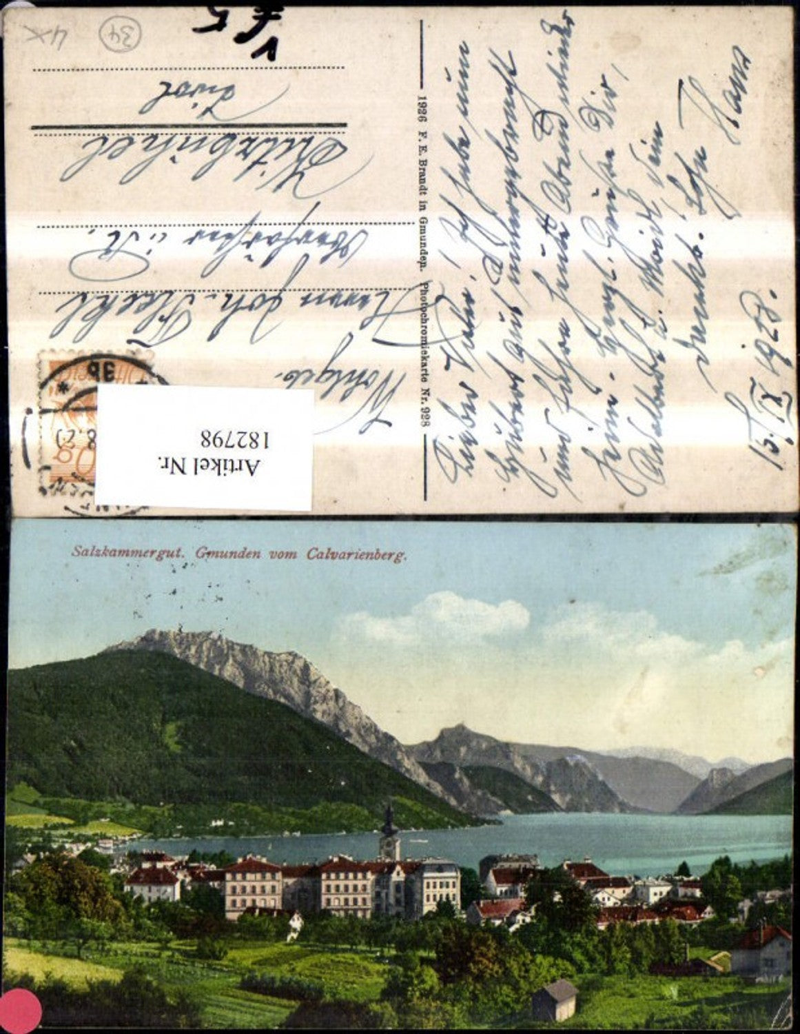 182798,Gmunden m. Calvarienberg Kalvarienberg Salzkammergut pub F. E. Brandt 928