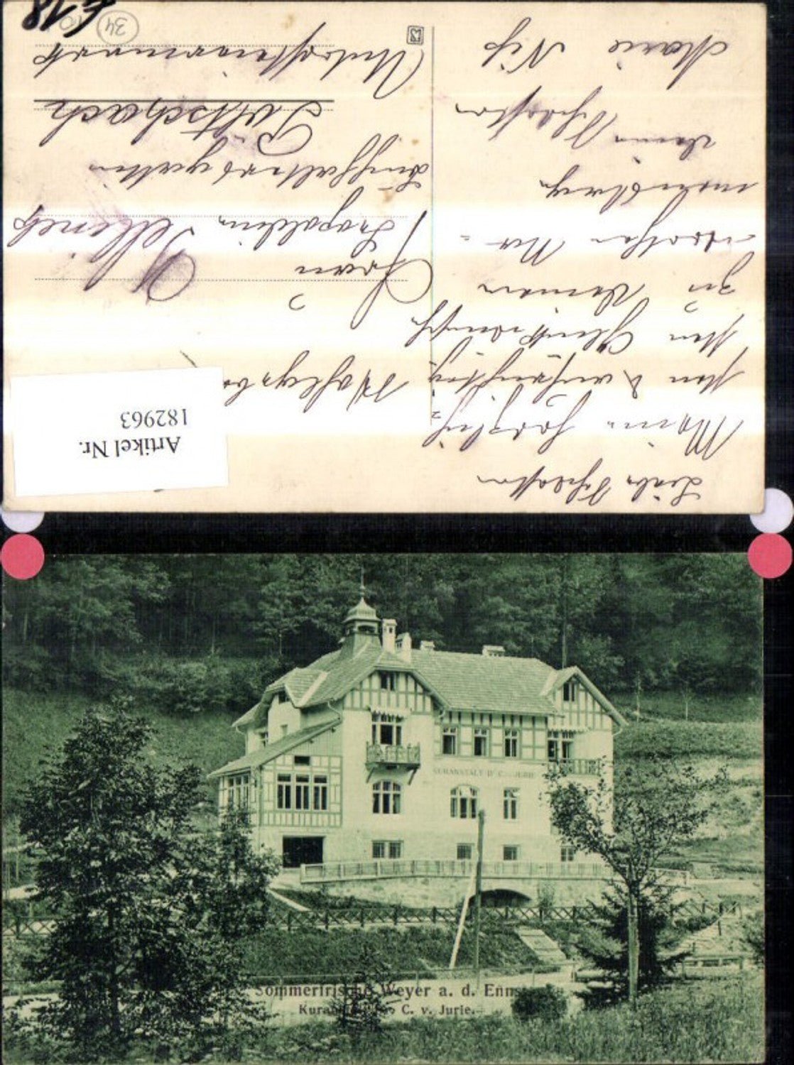 182963,Weyer a. d. Enns Dr. C. v. Juries Wasserheilanstalt Kuranstalt