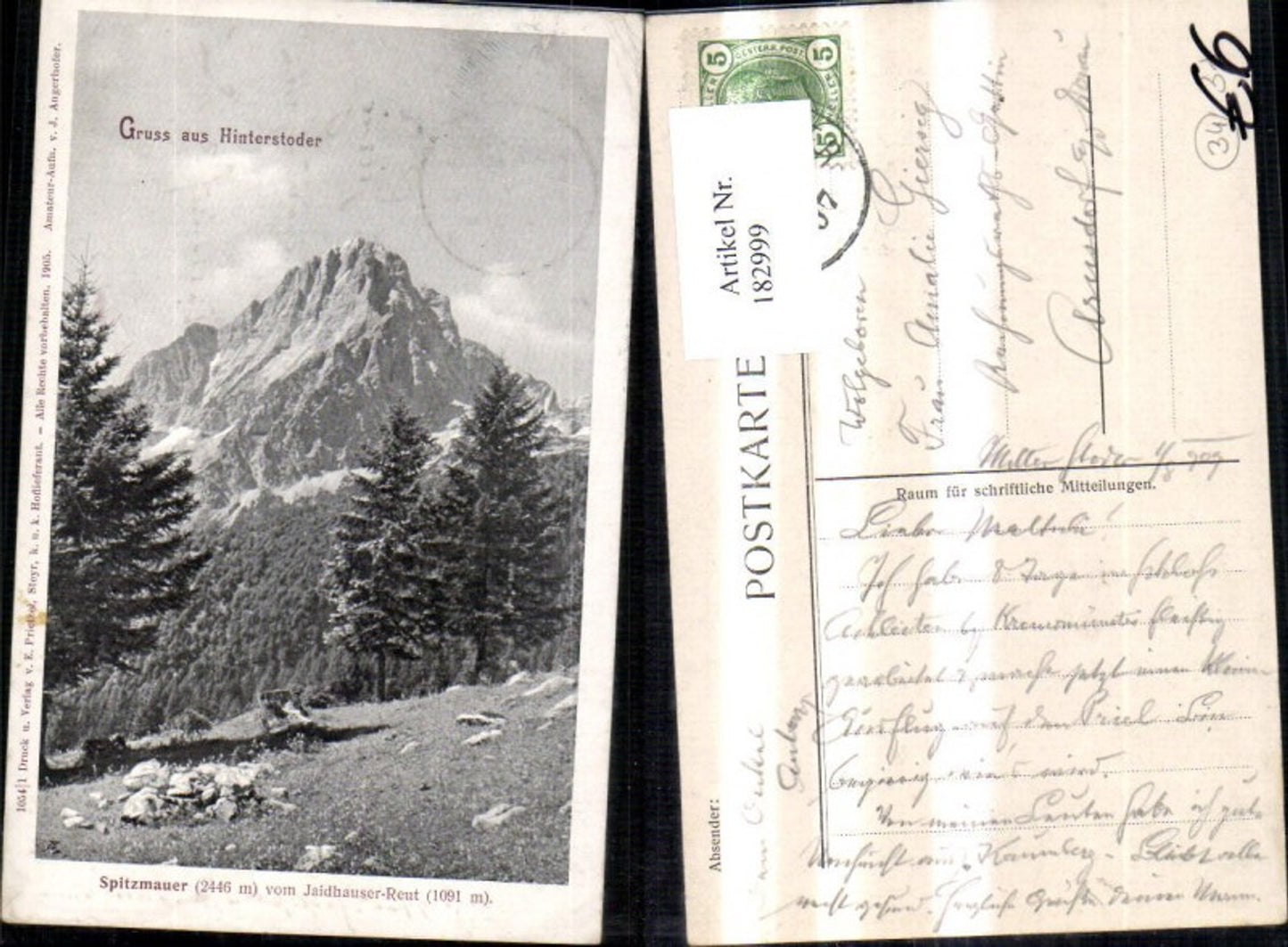 182999,Gruss a. Hinterstoder Spitzmauer v. Jaidhauser Reut