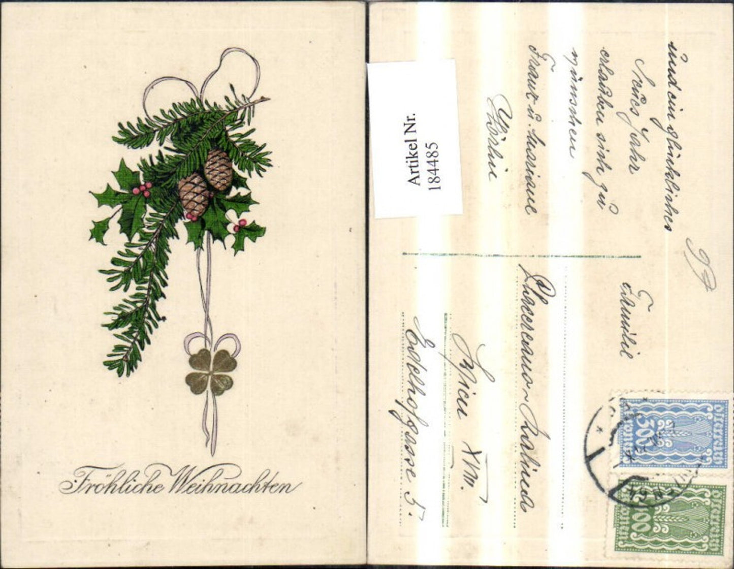 184485, Christmas embossing Ak fir branch holly cloverleaf cone gold decoration