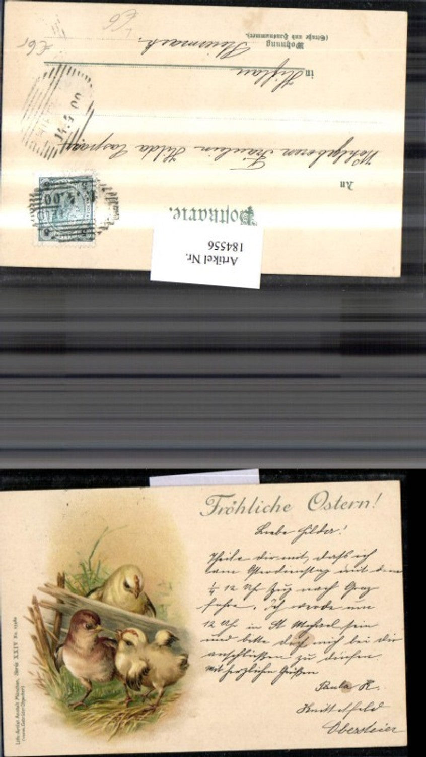 184556, Easter Lithograph AK Chick