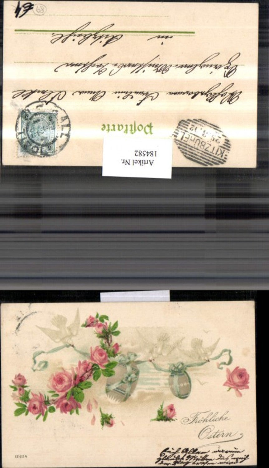 184582,Ostern Tauben Eier Schleife Rosen