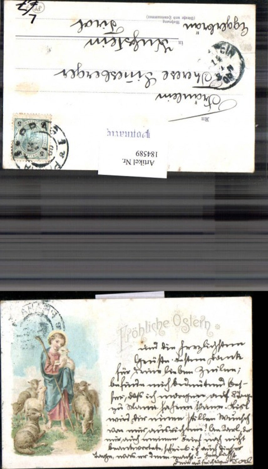 184589,Ostern Litho AK Hirte m. Schafe